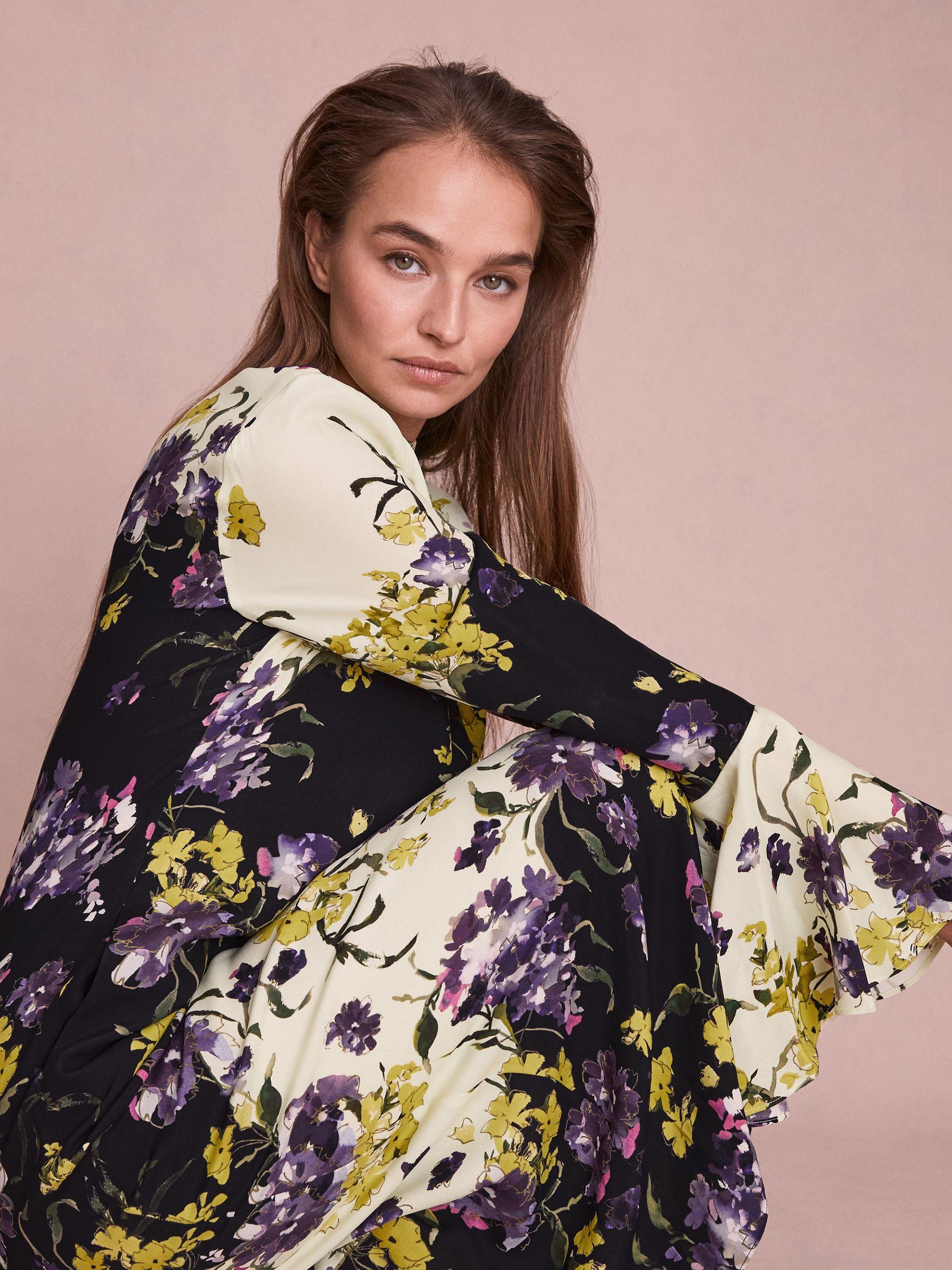 Florere Printed Fluted Cuff Midi Dress in Multi Product Image