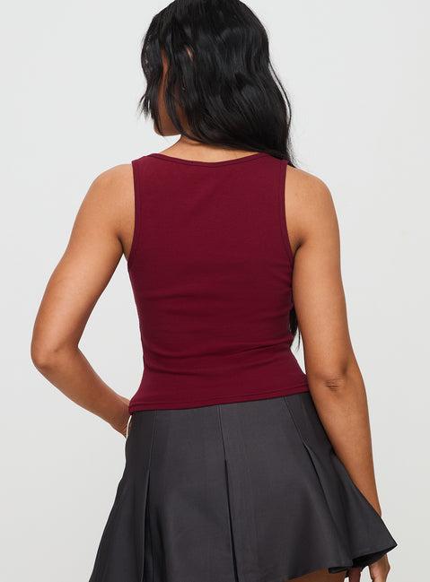 Baseline Square Neck Rib Tank Top Red Product Image