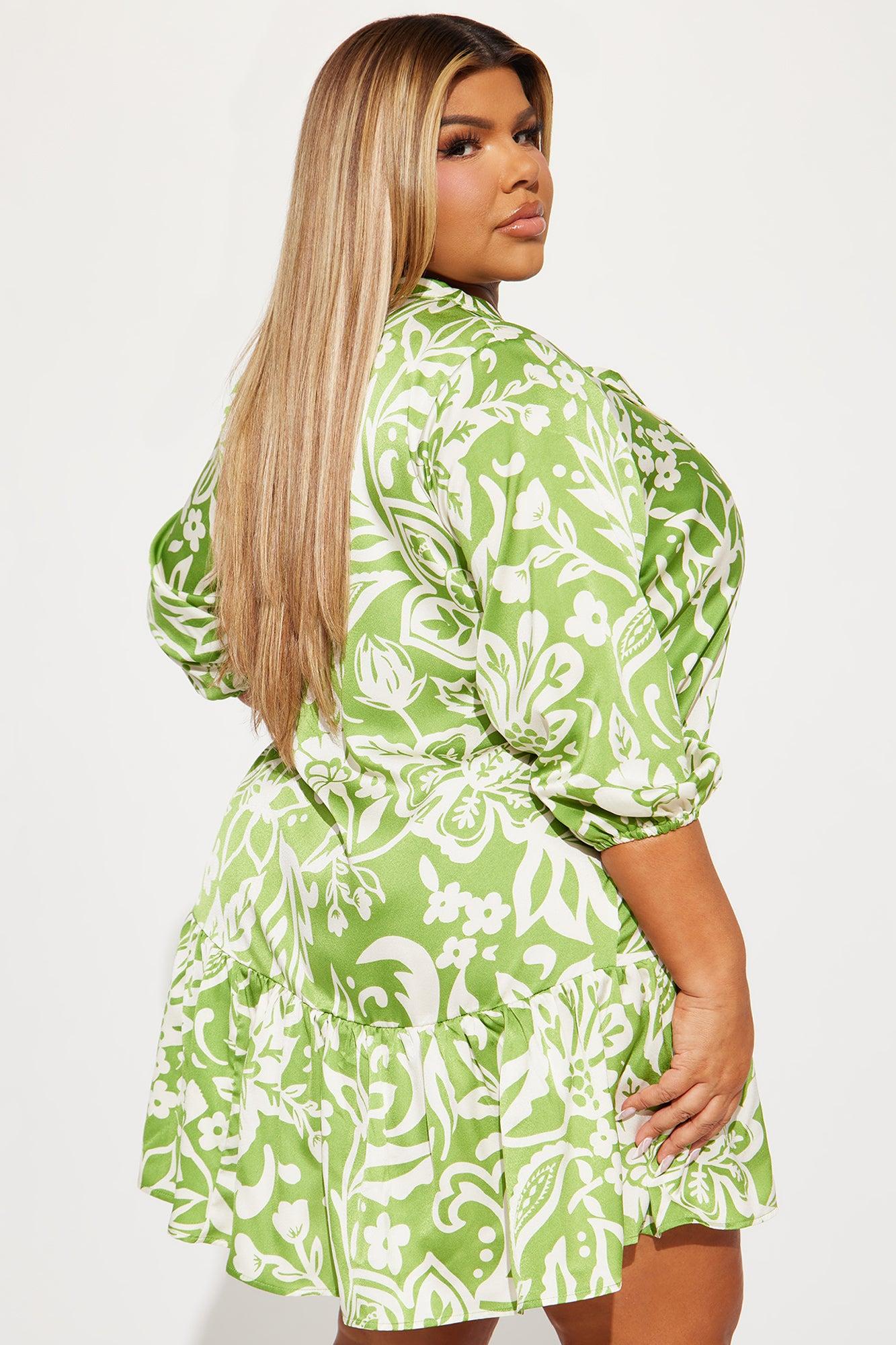 Gabby Satin Mini Dress - Green Product Image