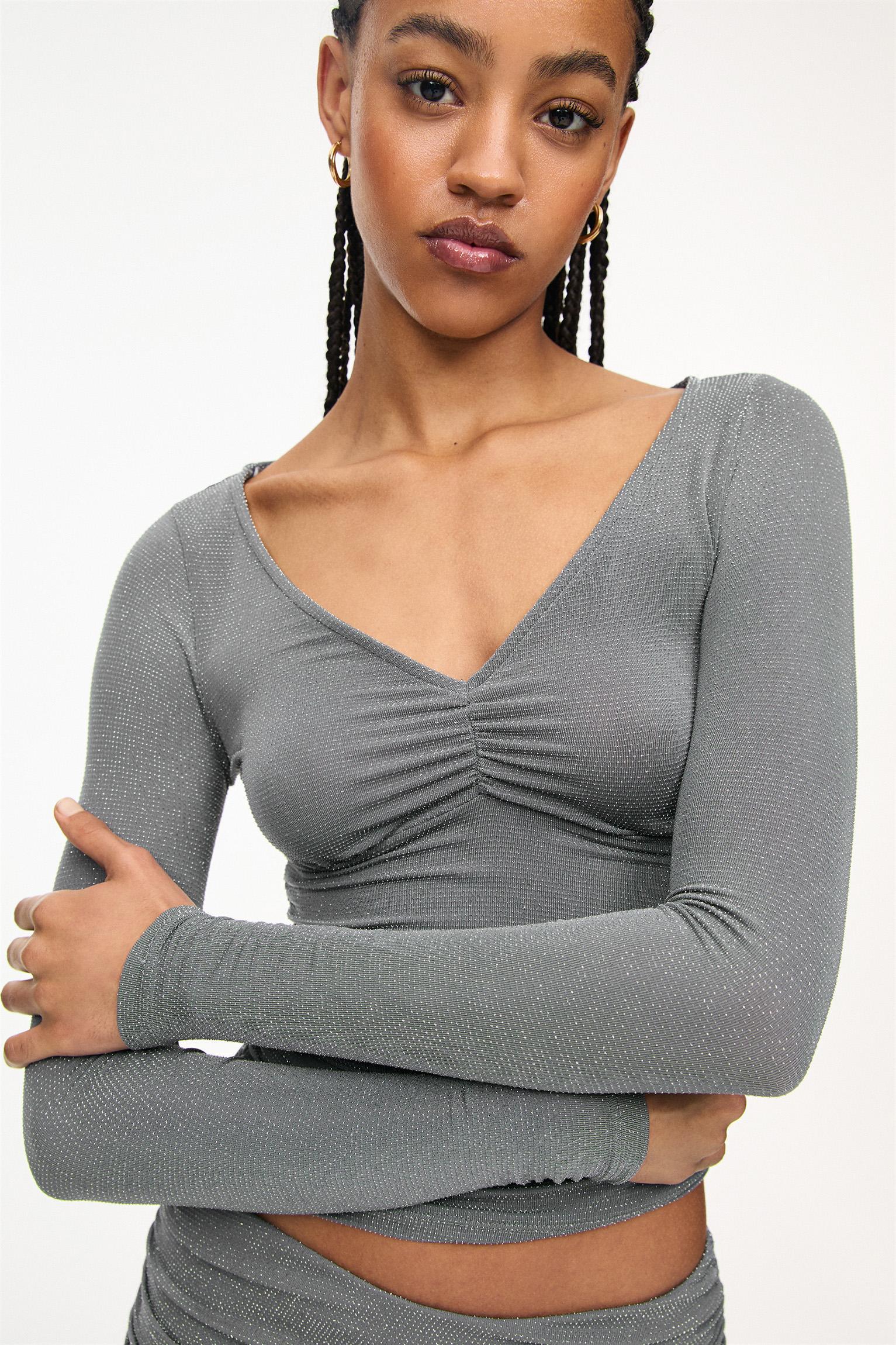 Shimmery top with gathering Product Image