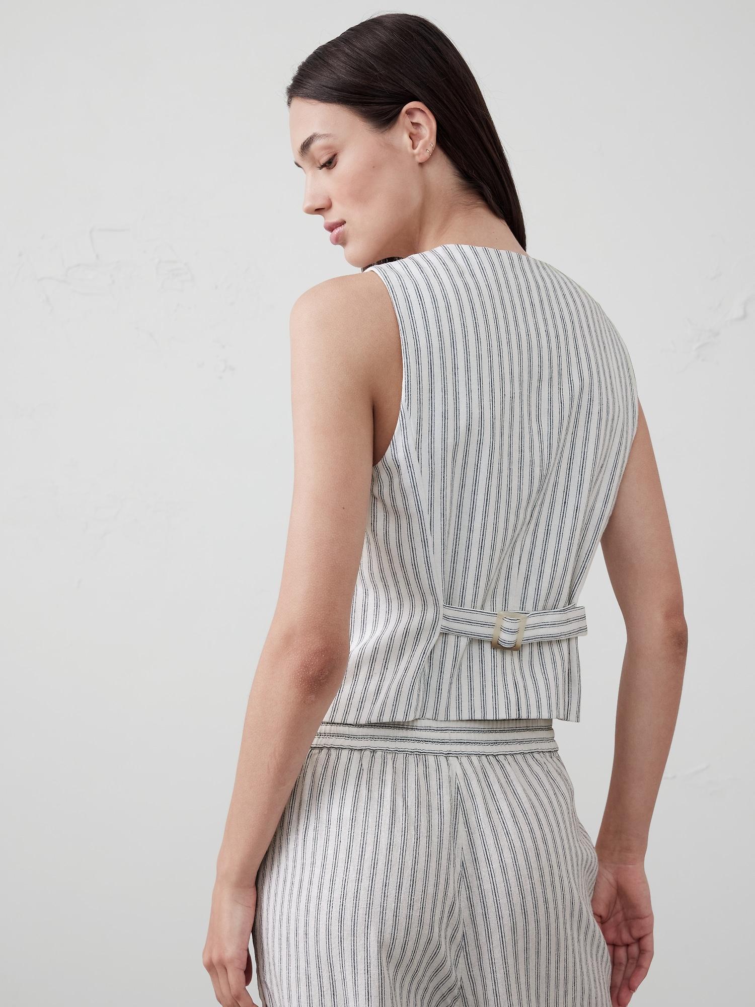 Linen-Blend Classic Vest Product Image