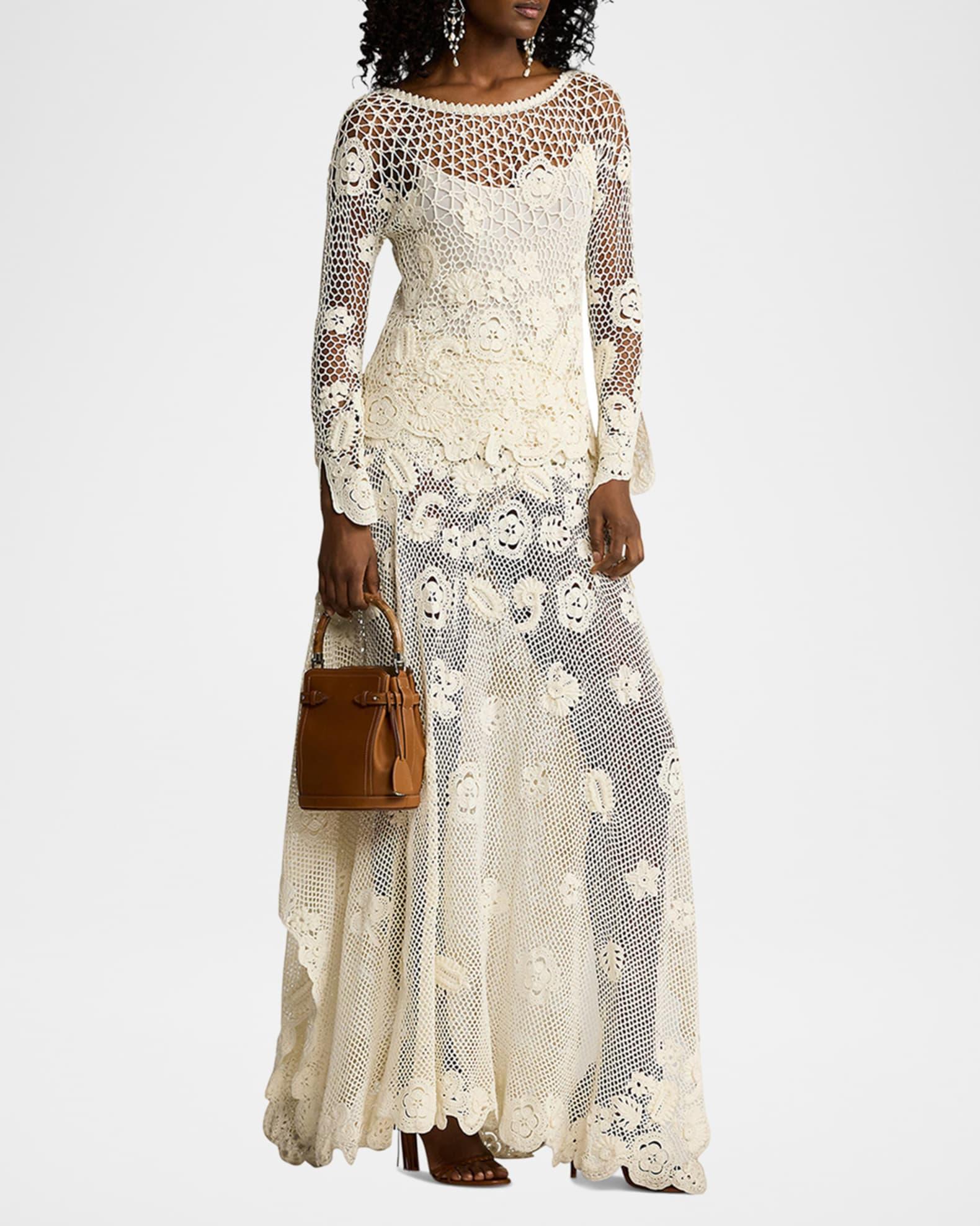 Hand-Crocheted Floral Silk Sweater Skirt Product Image