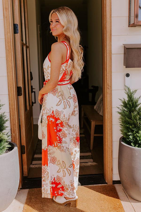 Cruise Ready Floral Wide Leg Jumpsuit in Tangerine Product Image