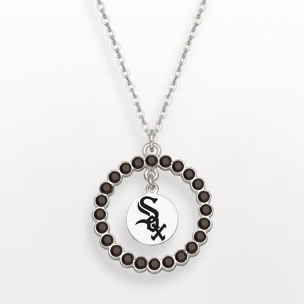 LogoArt Chicago White Sox Silver Tone Crystal Logo Charm Circle Pendant, Women's, Size: 18" Product Image