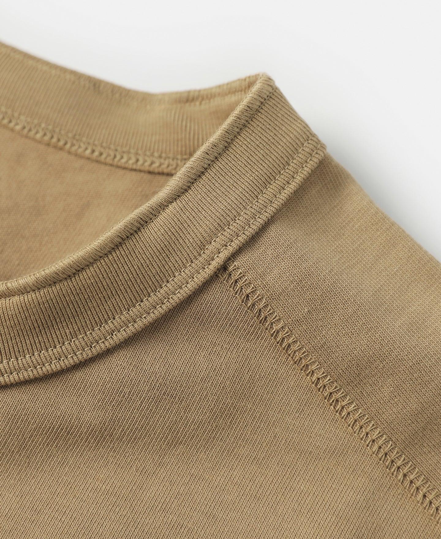 10.6 oz Cotton Short Sleeve Henley T-Shirt - Khaki Product Image