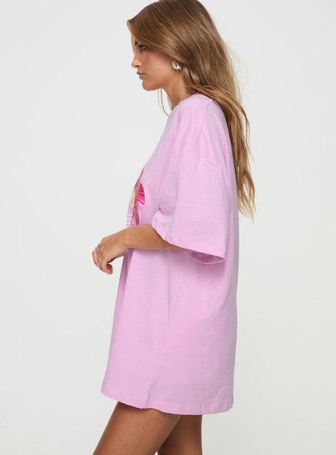 Hibiscus Haven Oversized Tee Pink Product Image