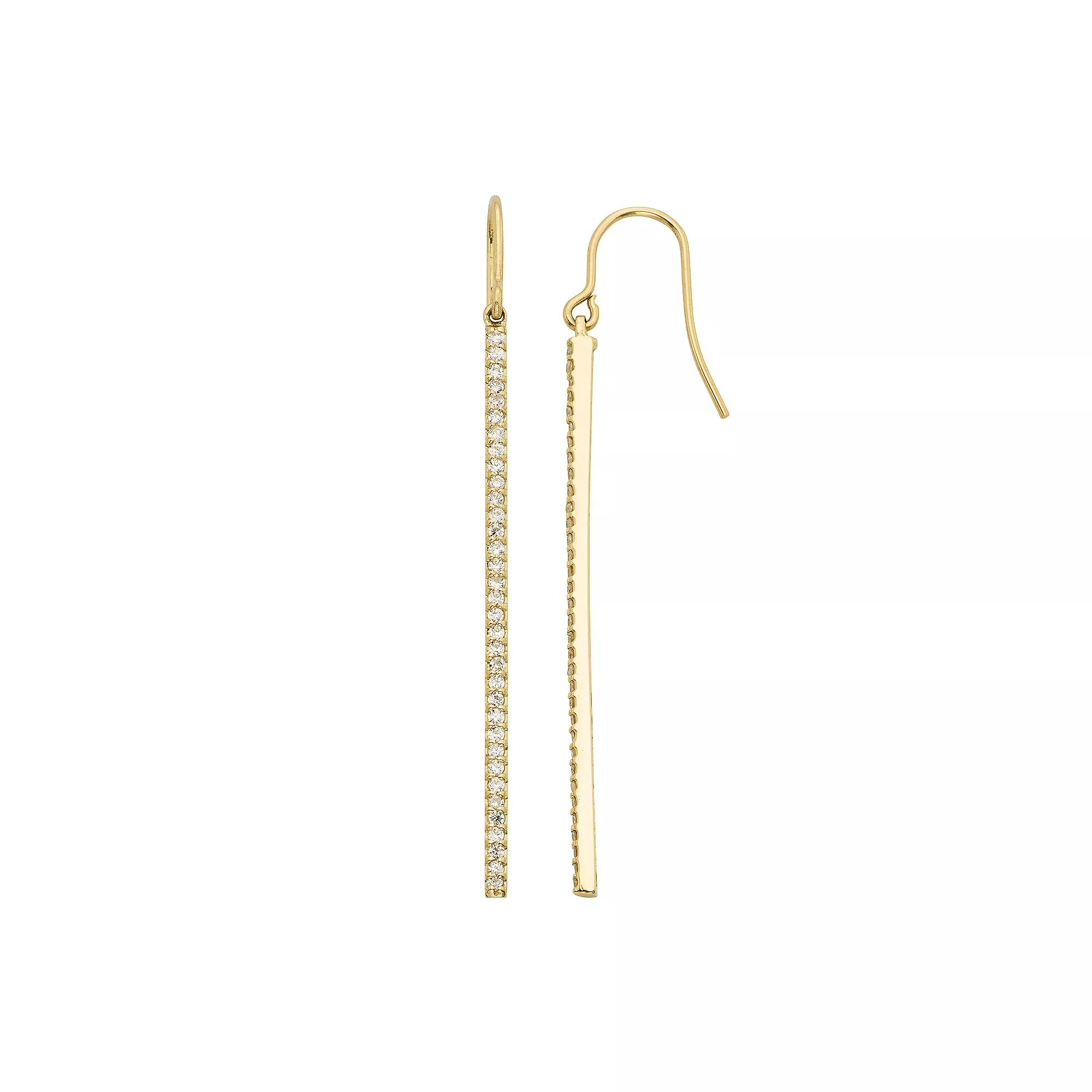 1 Carat T.W. Diamond 14k Gold Stick Drop Earrings, Women's, Yellow Product Image