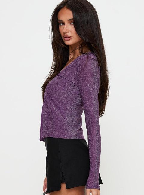 Stars Aligned Long Sleeve Top Purple Product Image
