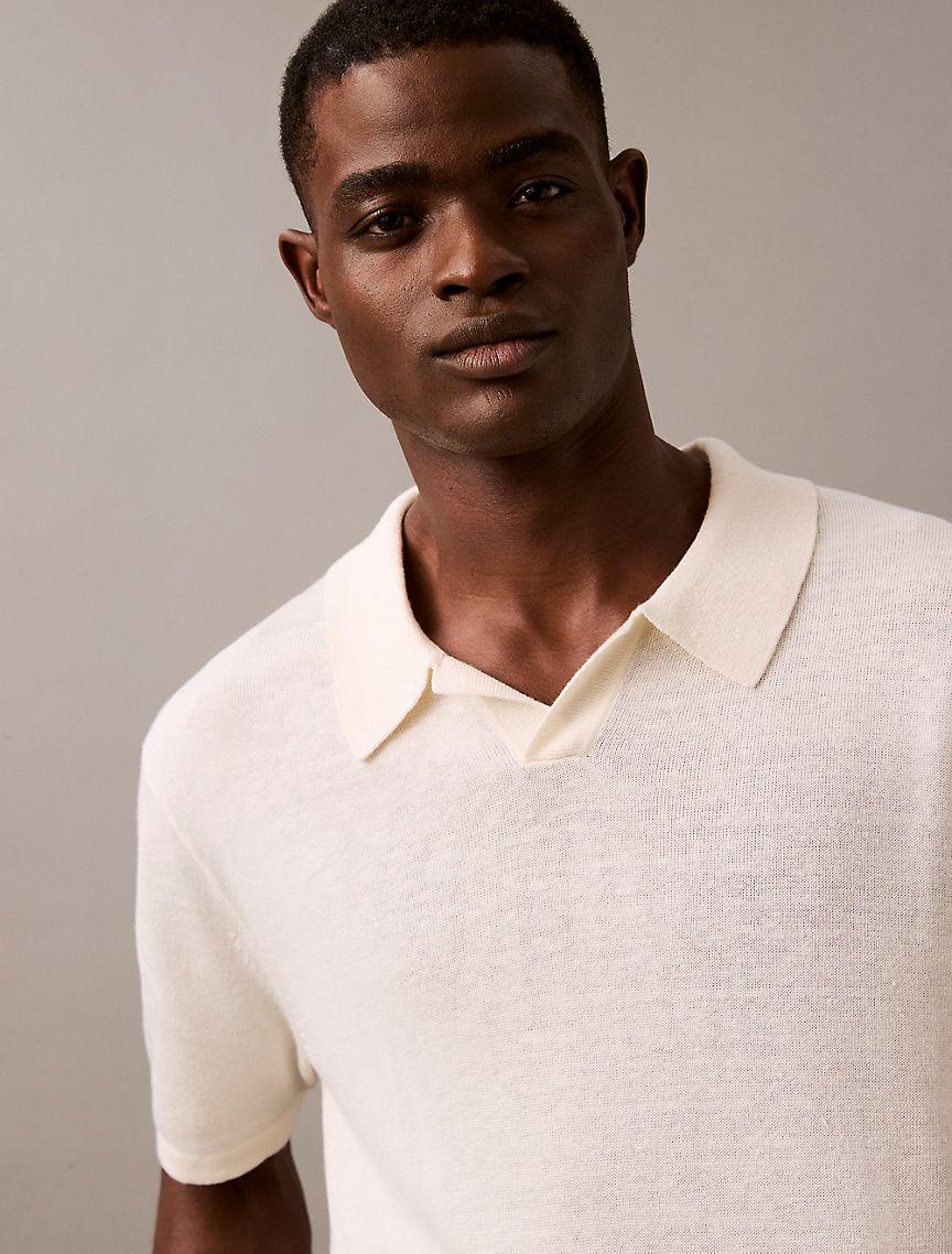 Linen Blend Sweater Polo Shirt Product Image