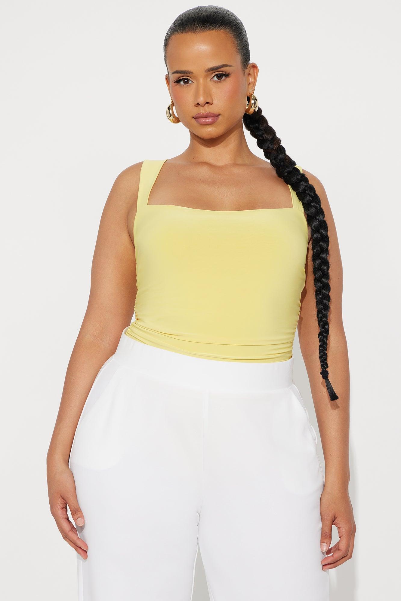 So Close Square Neck Bodysuit - Butter Yellow Product Image