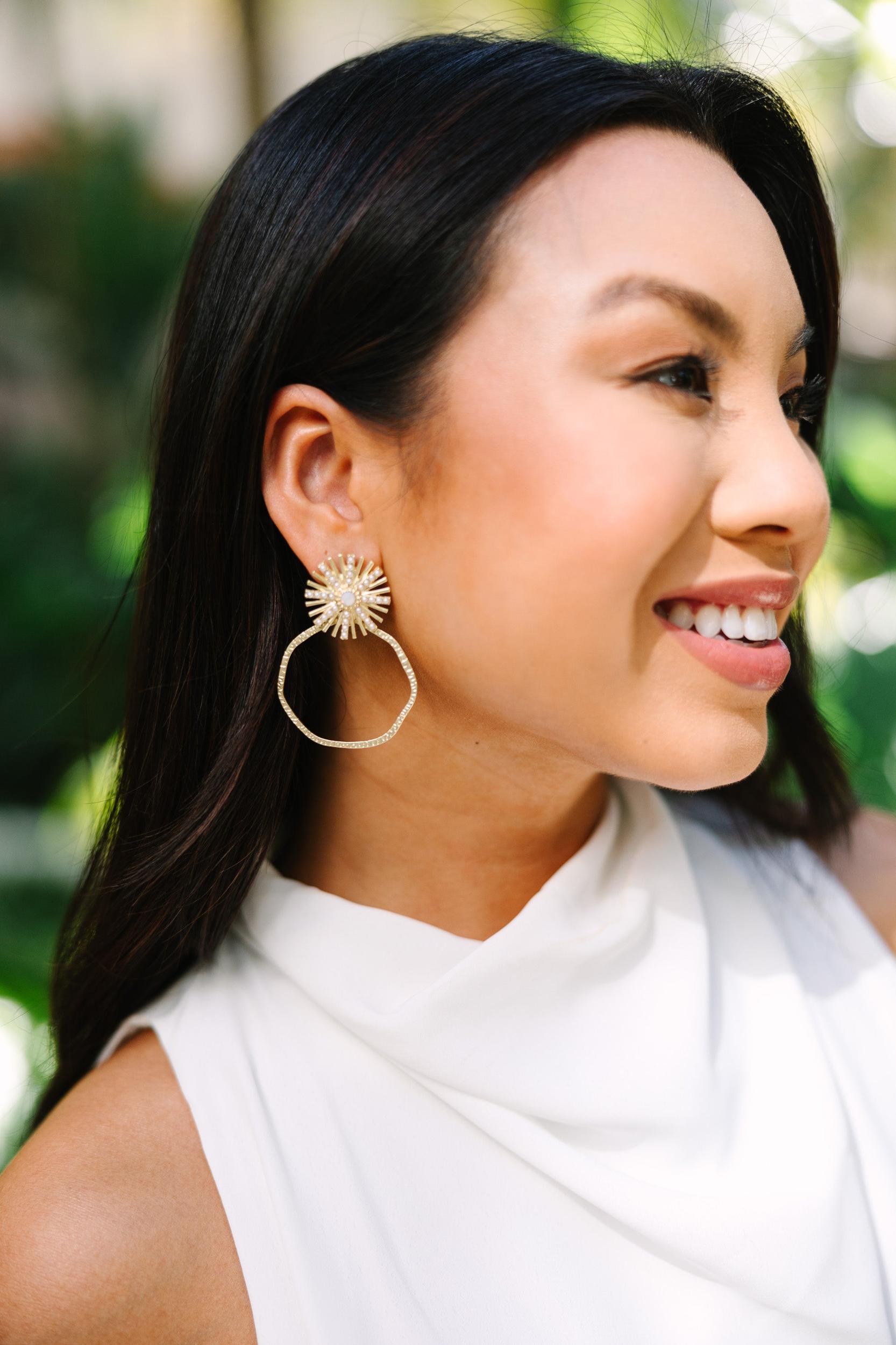 Feel Your Love Moonstone Hoop Earrings Female Product Image