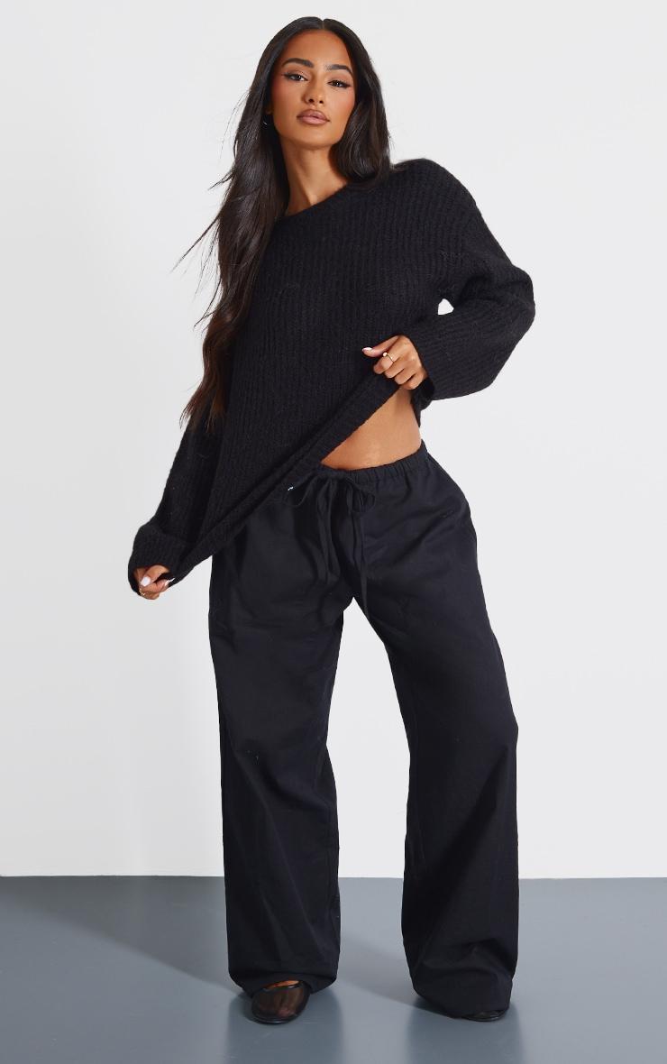 Petite Black Oversized Fluffy Knitted Sweater Product Image