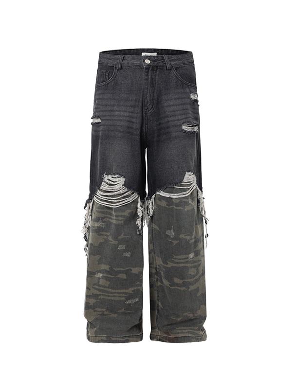 Men's Colour Block Loose Jeans Product Image