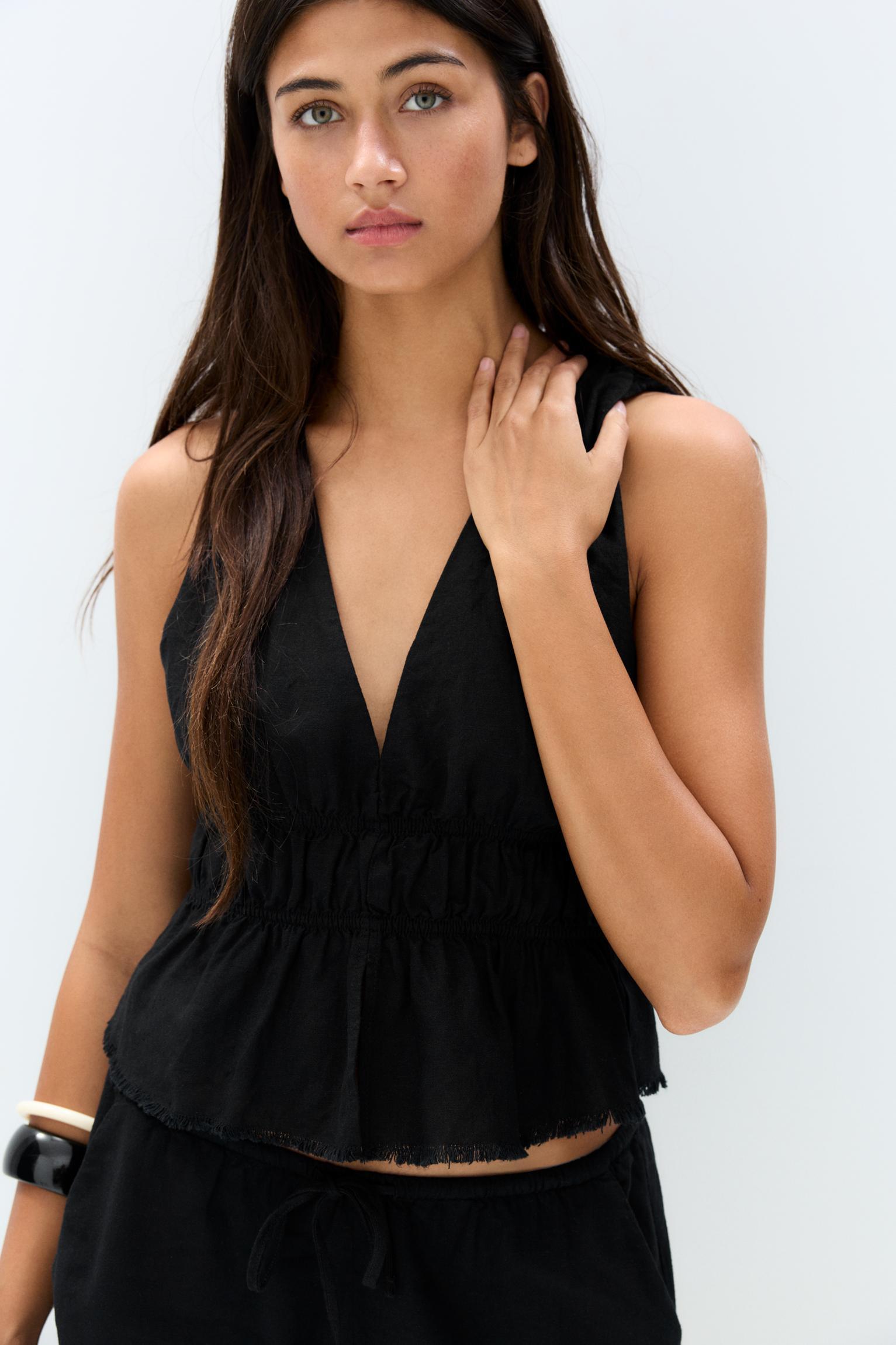 Rustic linen blend top Product Image