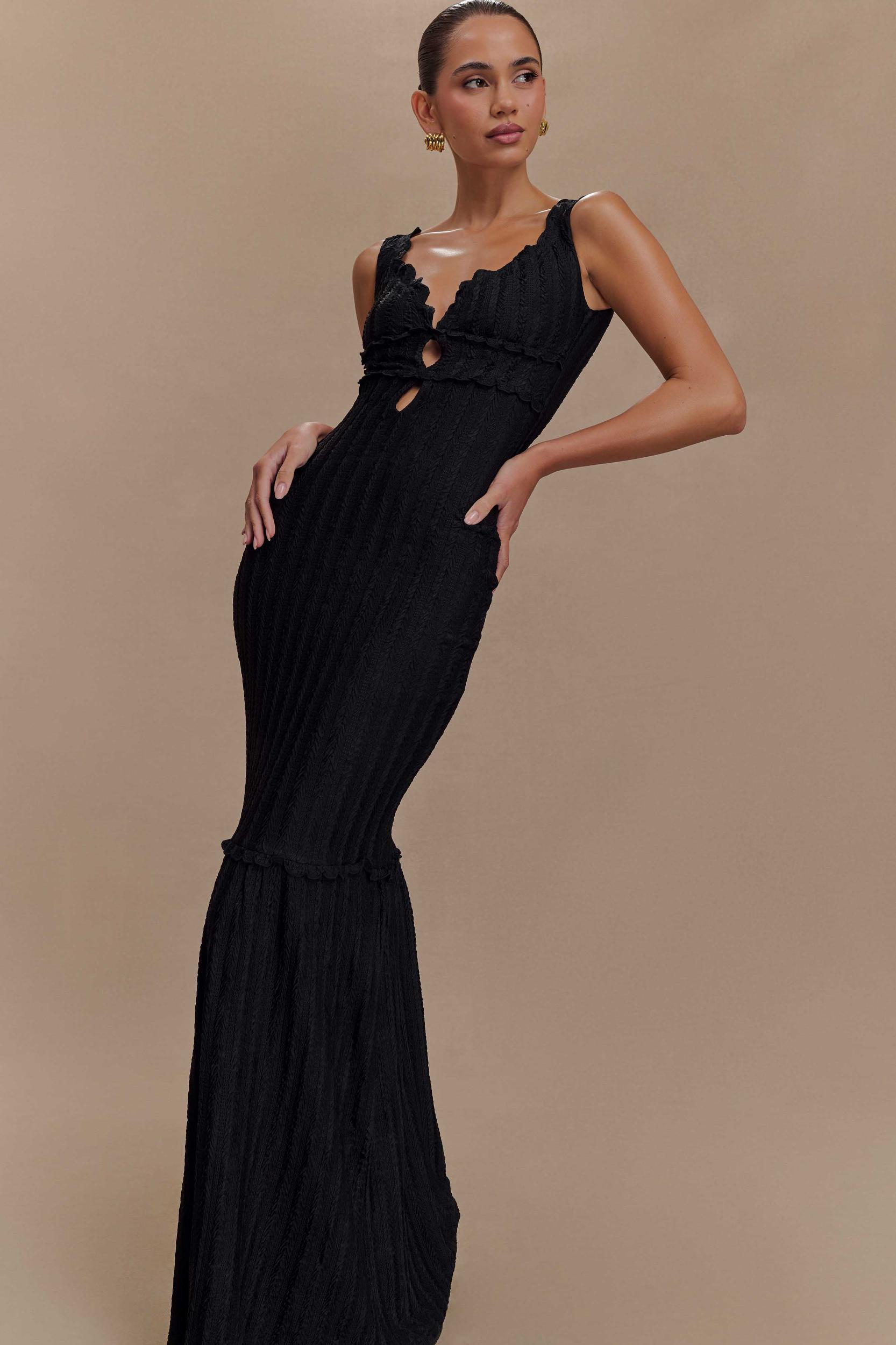 Natalie Off Shoulder Maxi Dress - Black Product Image