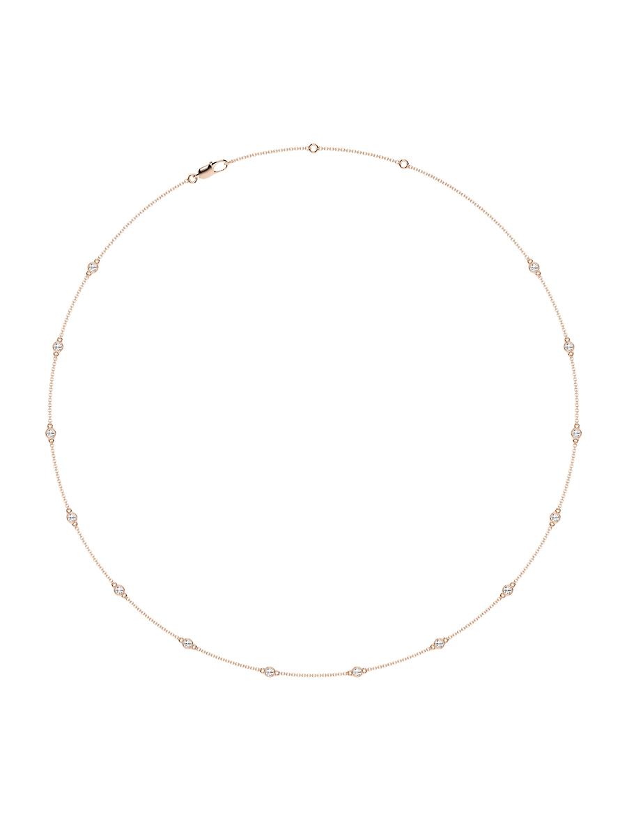 Womens 14K Rose Gold & Lab-Grown 14-Diamond Station Necklace/0.70-2.10 TCW Product Image