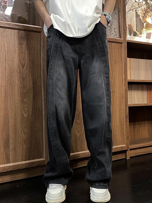 Men's Street Splice Loose Jeans Product Image