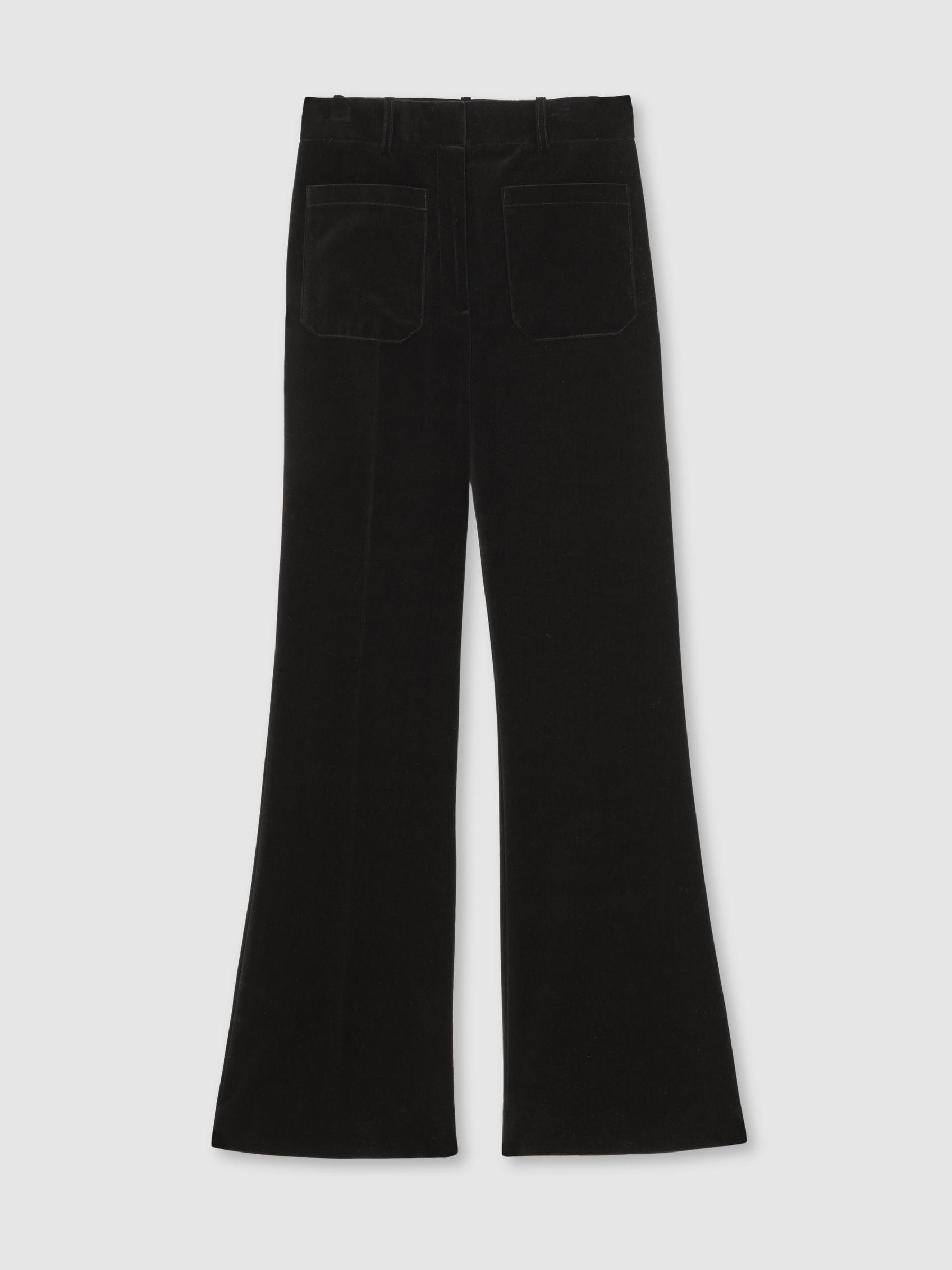 Petite Velvet Flared Trousers in Black Product Image