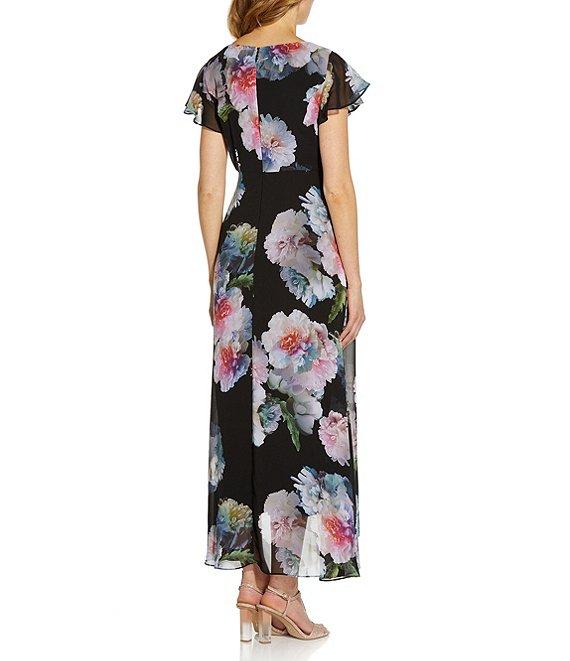 Adrianna Papell Floral Printed V-Neck Flutter Short Sleeve Overlay Jumpsuit Product Image