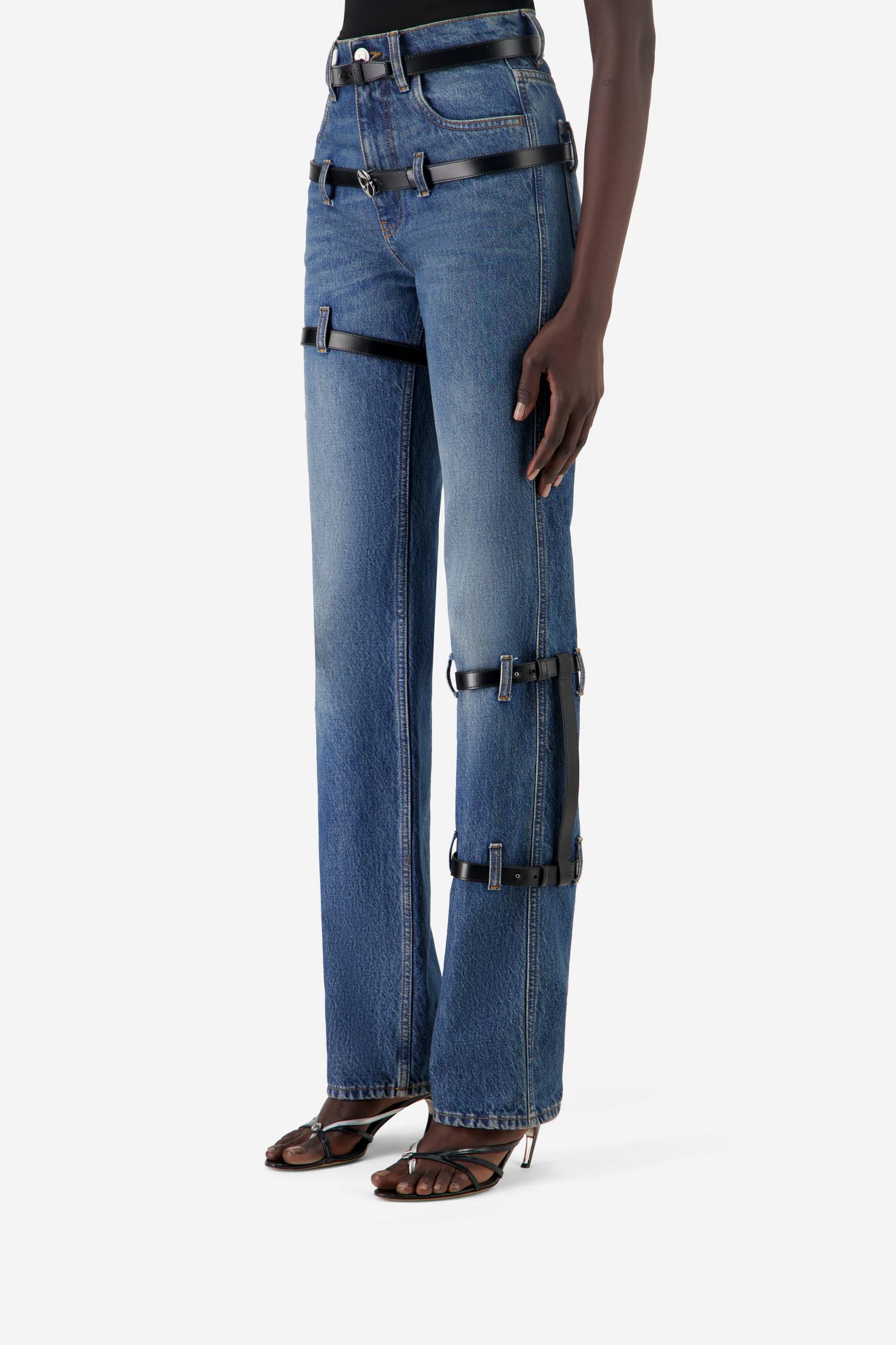 Multi Belt Denim Pants Product Image