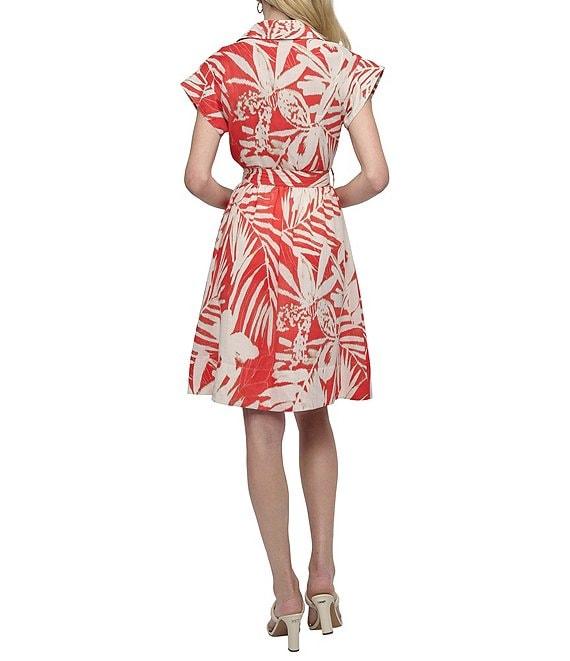 DKNY by Donna Karan Short Sleeve Faux Linen Button Front Shirt Dress Product Image