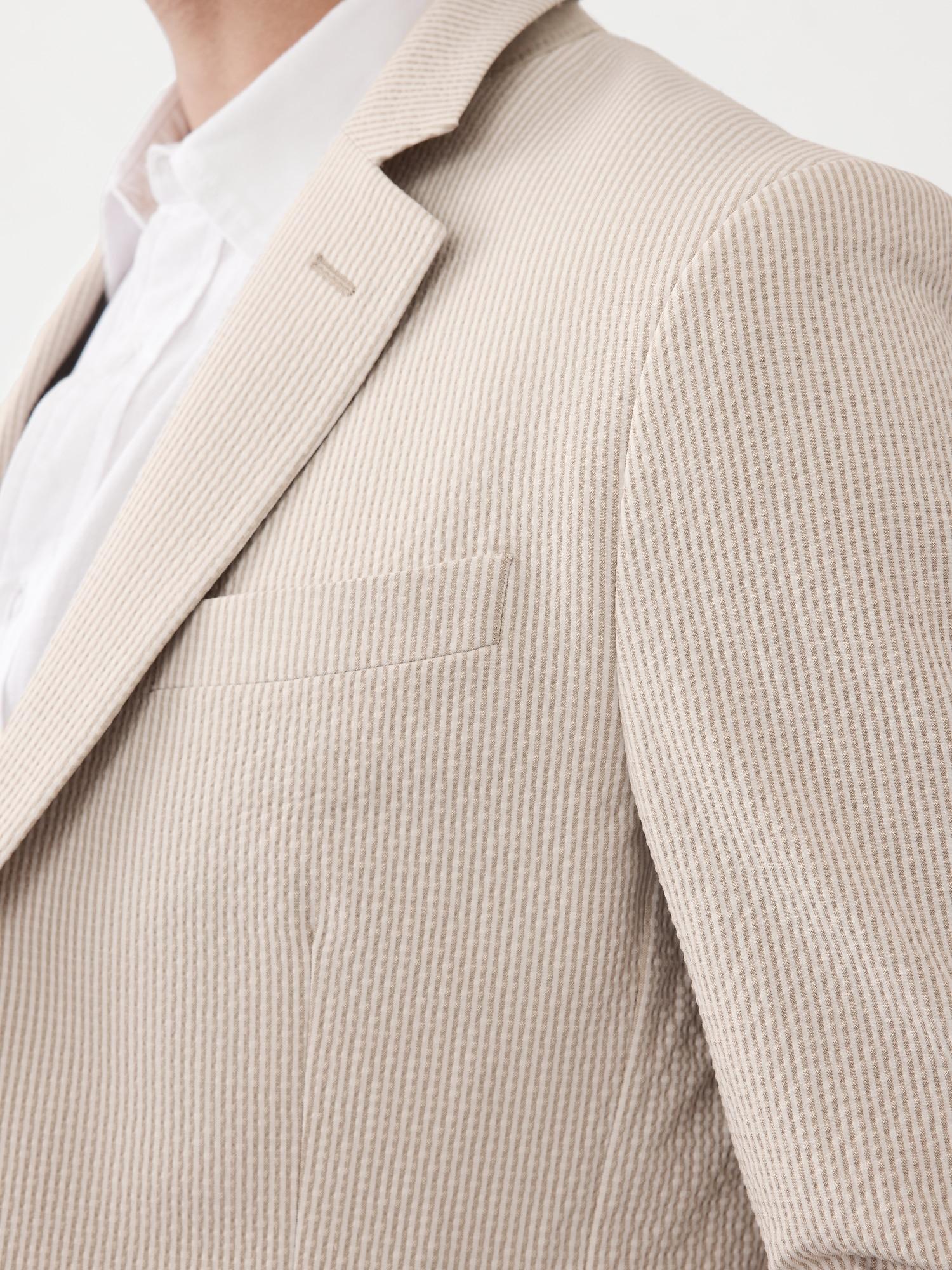 Tailored-Fit Khaki Seersucker Suit Jacket Product Image