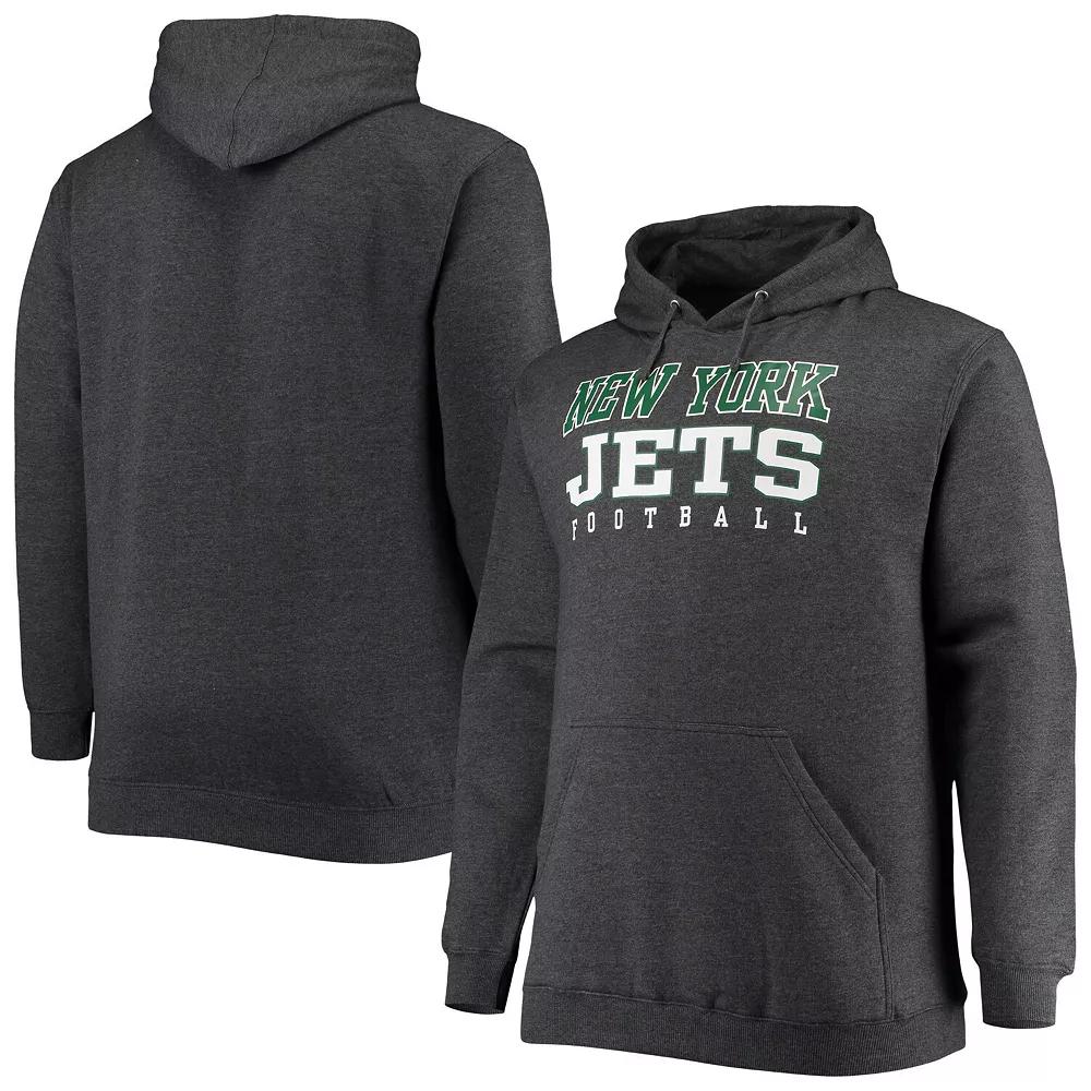 Men's Fanatics Branded Heathered Charcoal New York Jets Big & Tall Practice Pullover Hoodie, Size: 5XB Product Image