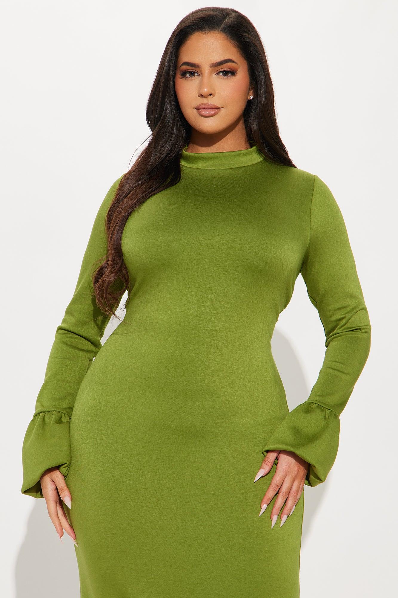 Delanie Ruffle Sleeve Maxi Dress - Green Product Image