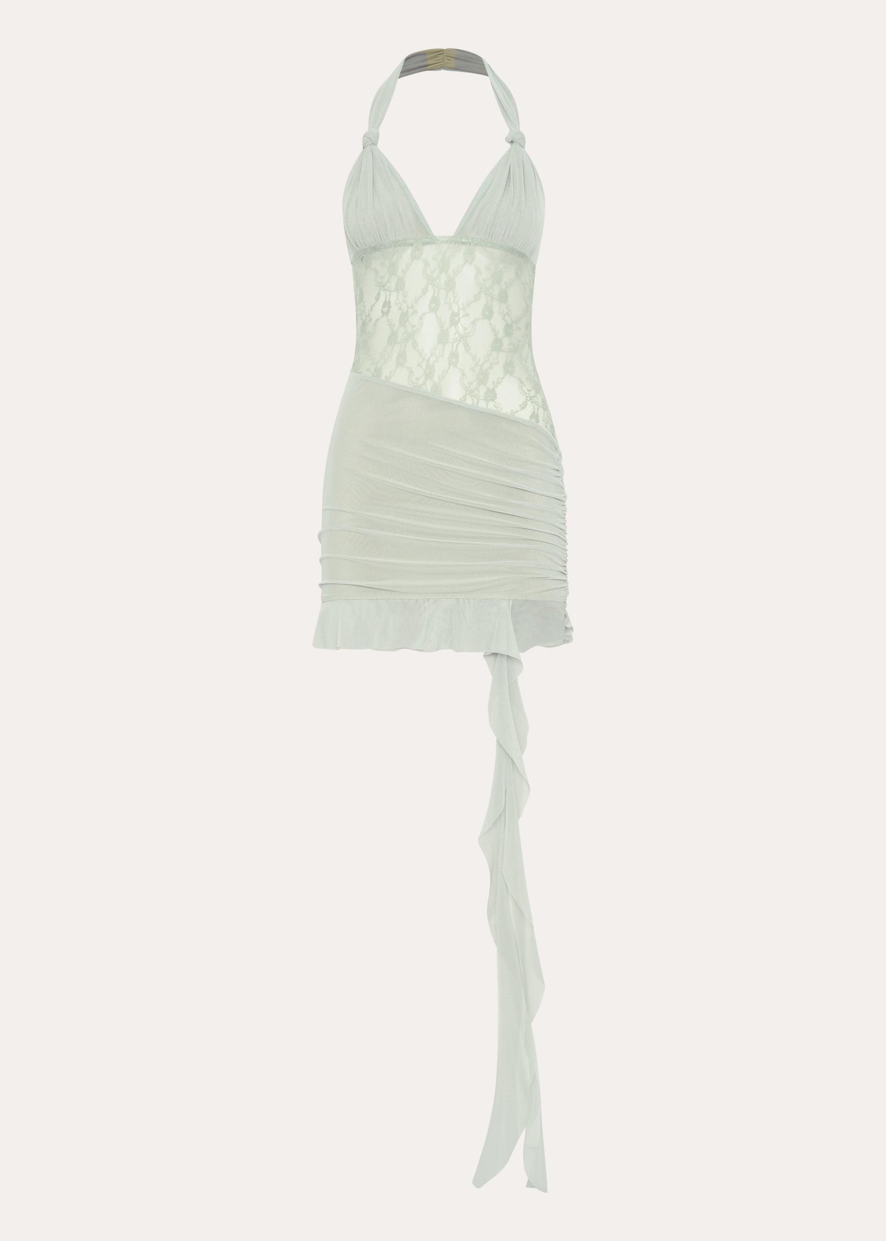 Tate Mesh Mini Dress - Sage Product Image