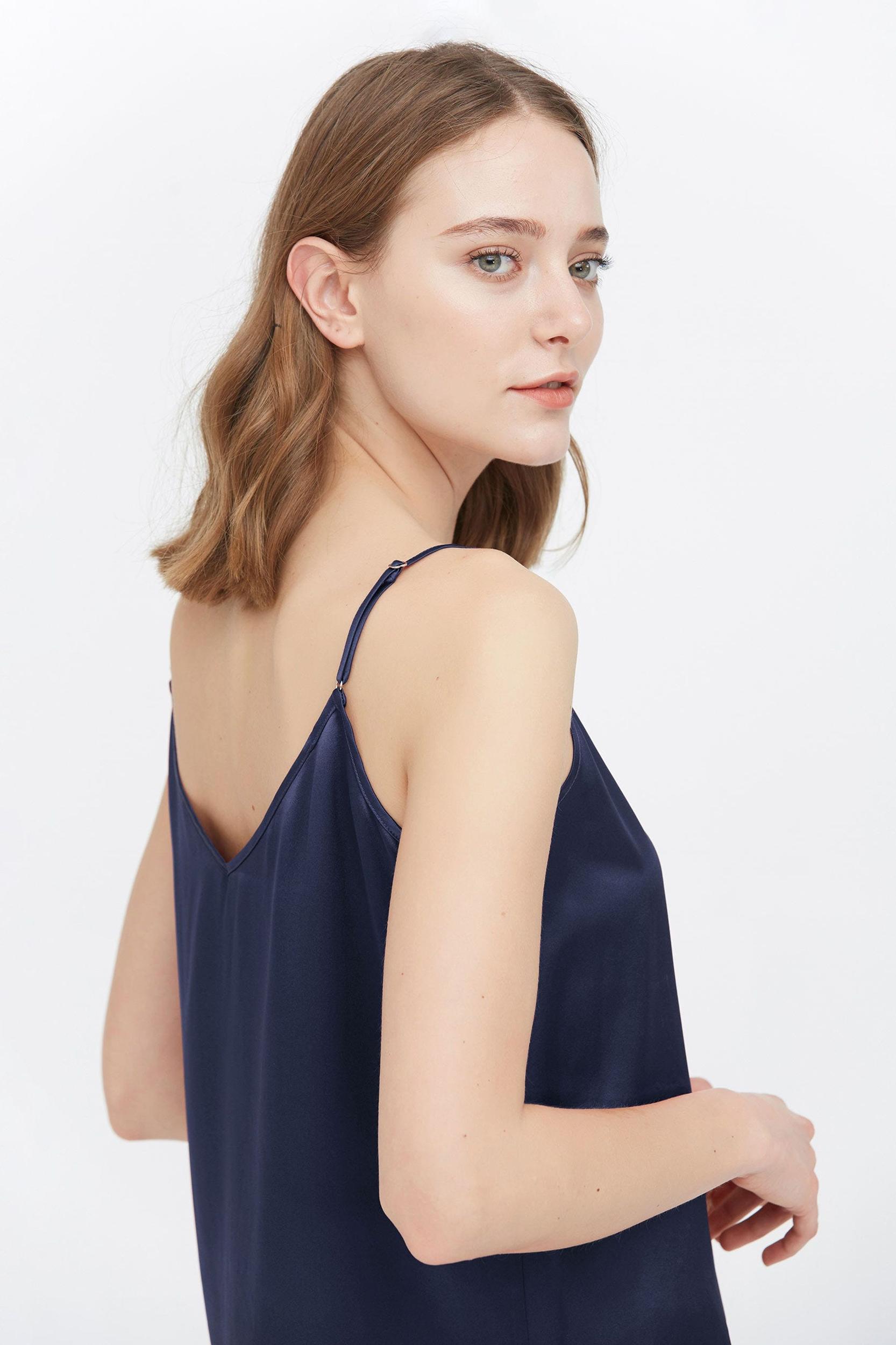  V Neck Front and Back Silk Camisole Product Image