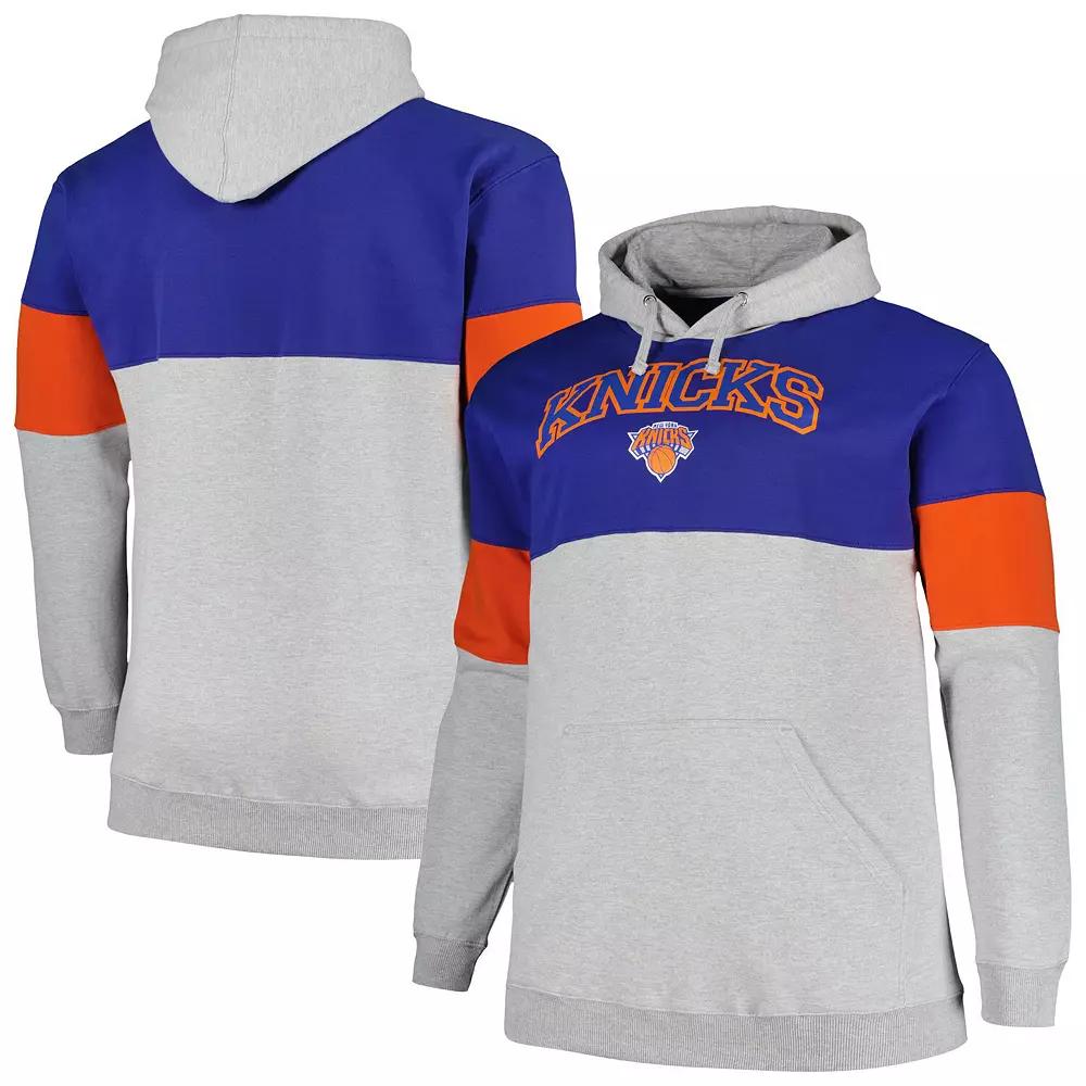 Men's Fanatics Branded Blue/Orange New York Knicks Big & Tall Pullover Hoodie, Size: 4XB Product Image