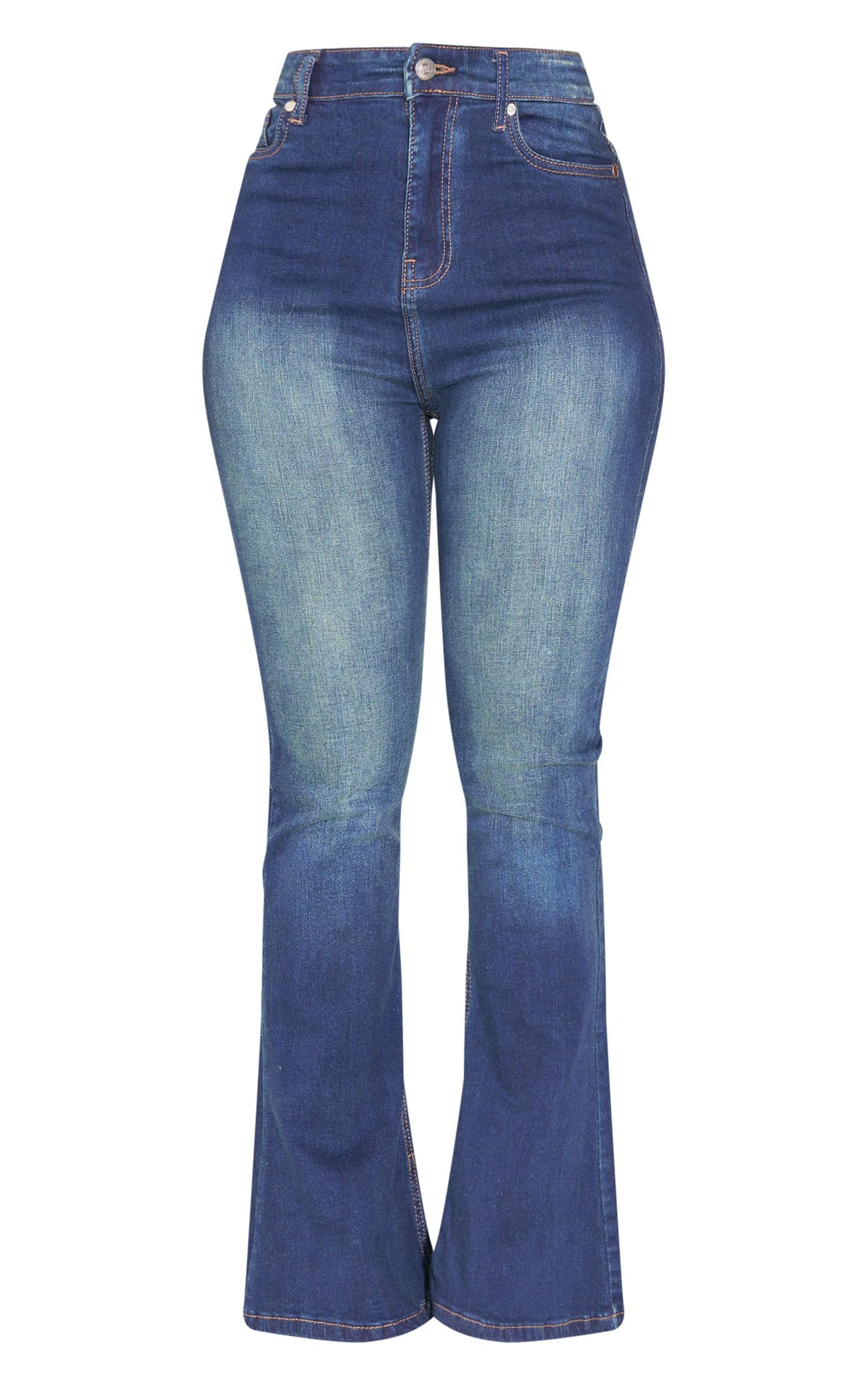 Shape Vintage Wash High Waist Skinny Flared Jeans Product Image