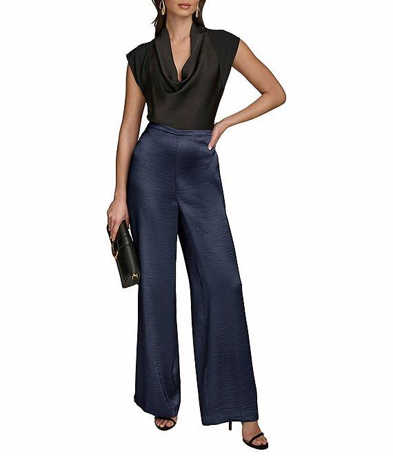 Donna Karan Satin High-Rise Wide Leg Pants Product Image