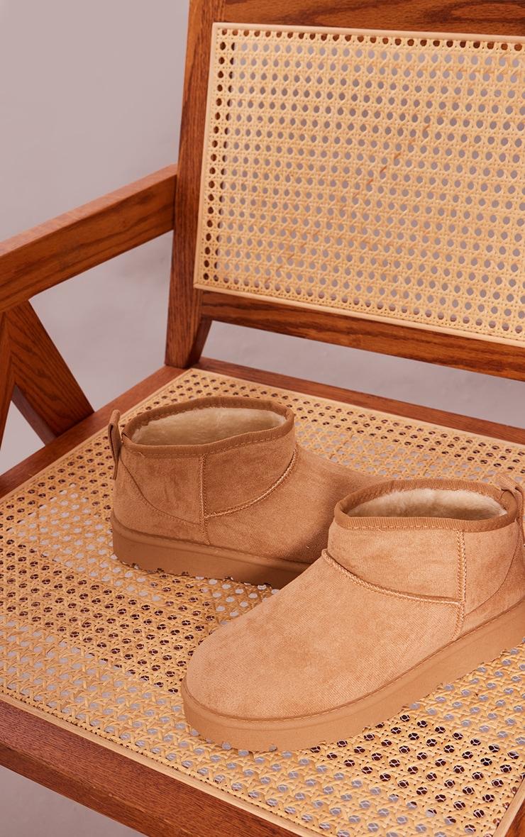 Sand Faux Suede Cleated Mini Ankle Boots Product Image