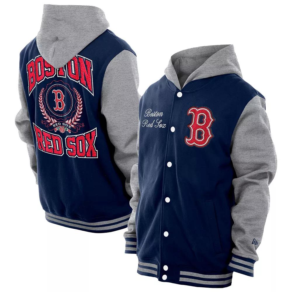 Men's New Era Navy Boston Red Sox Throwback Prep Full-Snap Hoodie Jacket, Size: XL, Blue Product Image