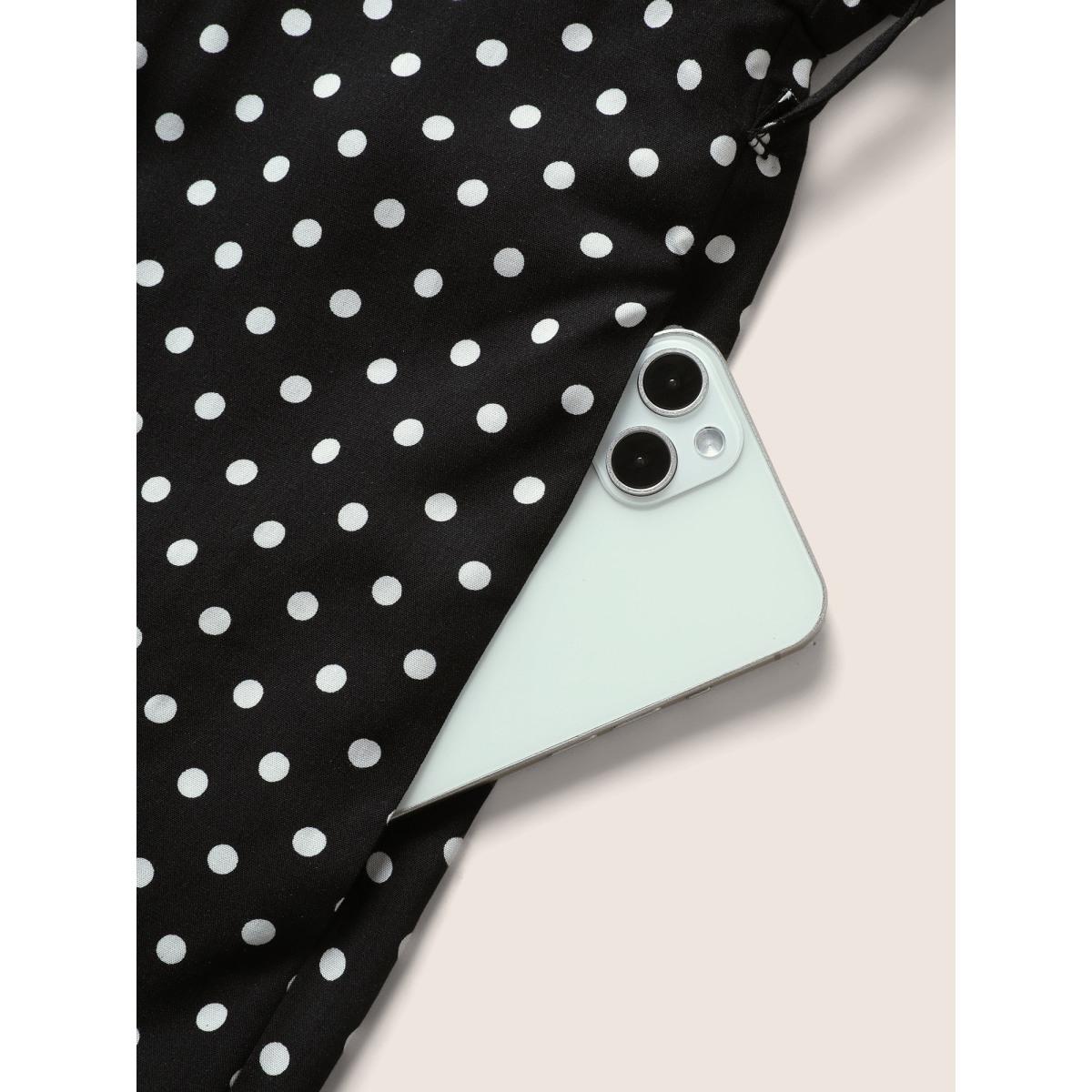 Plus Size Black Polka Dot Cut Out Zipper Belted Jumpsuit Women Elegant Short sleeve Notched collar Everyday Loose Jumpsuits BloomChic 26/4X Product Image