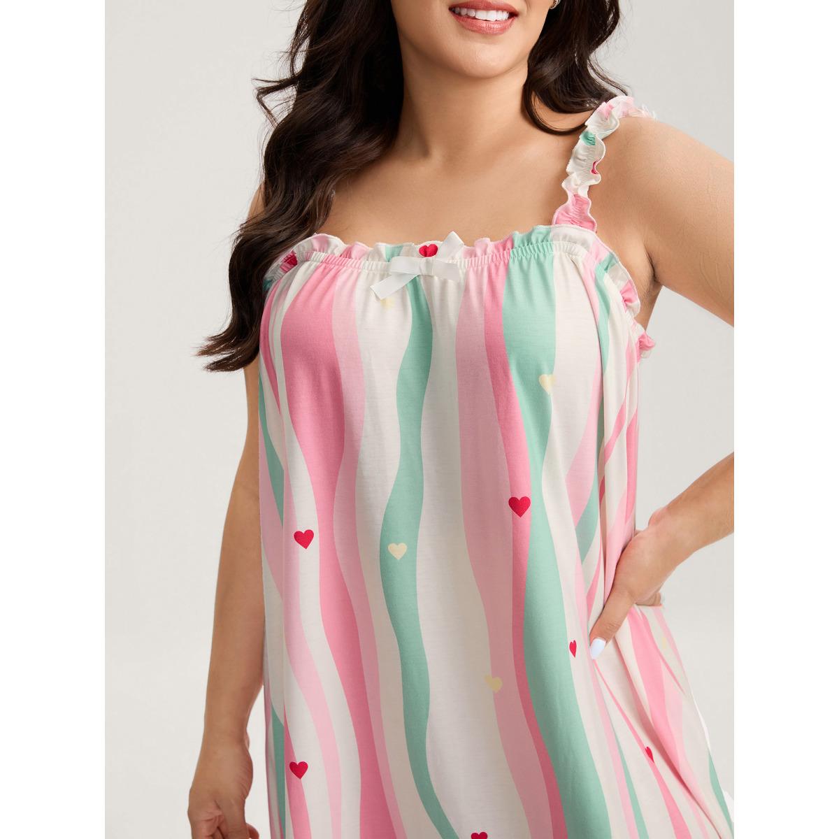 Plus Size Dreamy Stripes Cami Knit Loungewear Women Multicolor Square Neck Loungewear BloomChic 26/4X Product Image