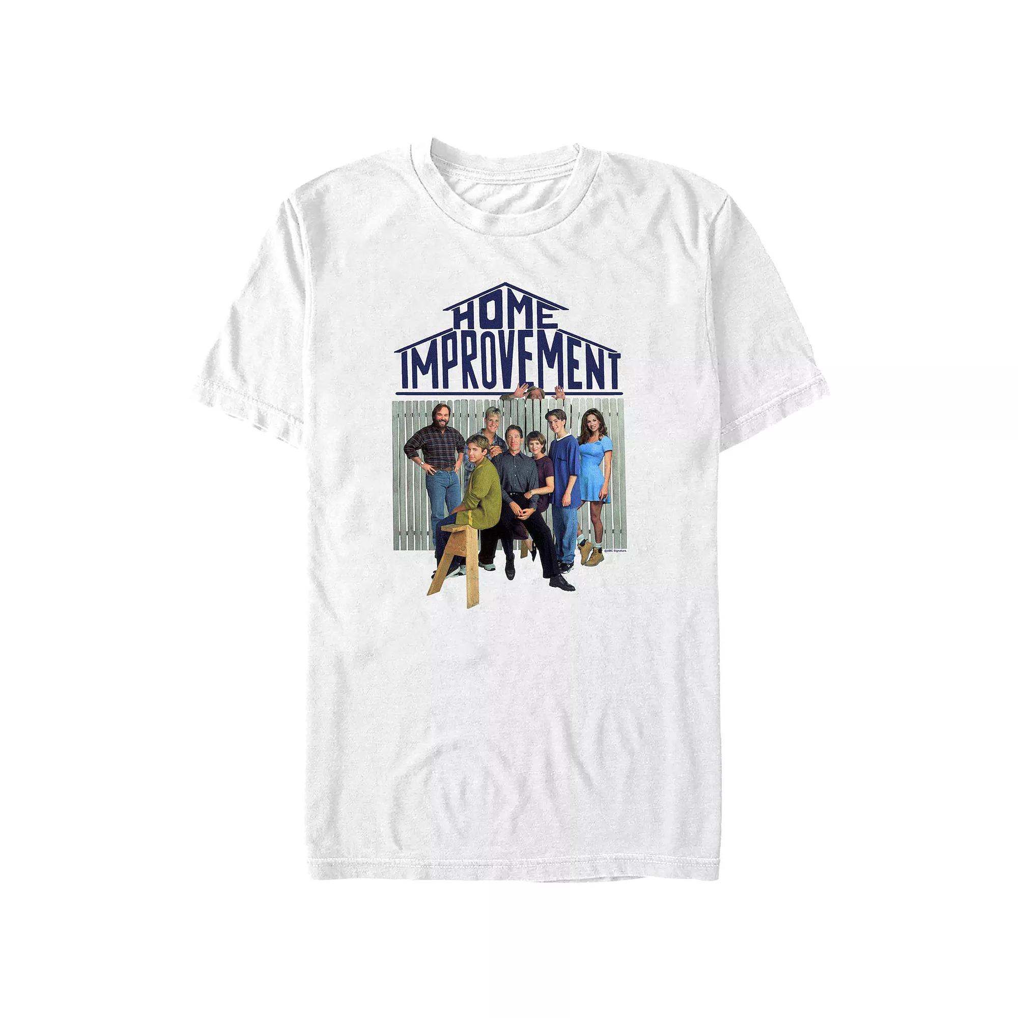Men's Home Improvement Family Fence Portrait Graphic Tee, Size: Large, White Product Image