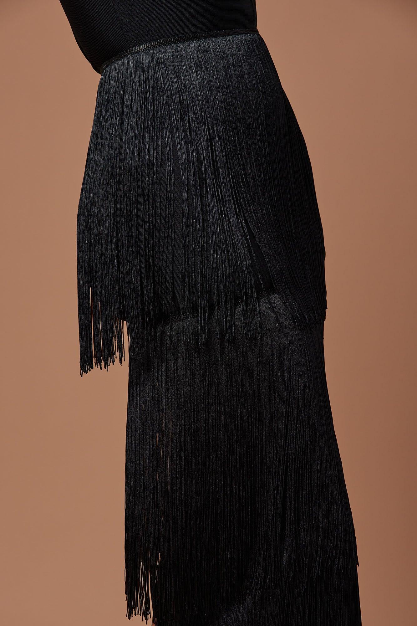 Faye Bandage Fringe Maxi Dress - Black Product Image