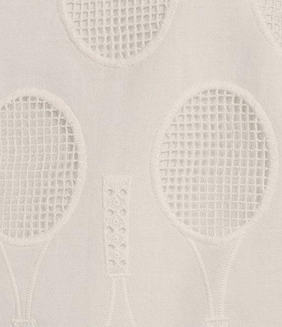 Trina Turk Tennie Eyelet Boat Neck Sleeveless Scallop Top Product Image