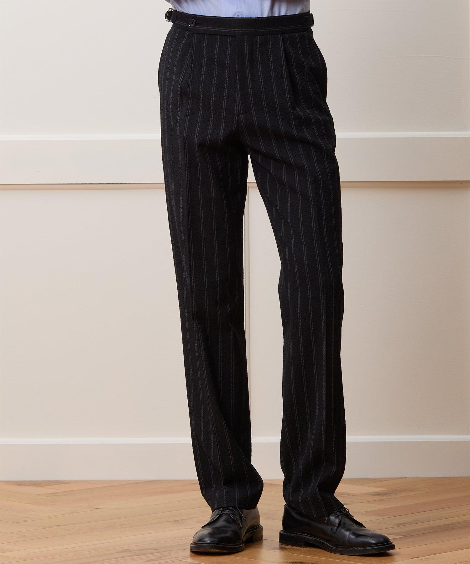 Italian Seersucker Striped Side Tab Trouser Product Image