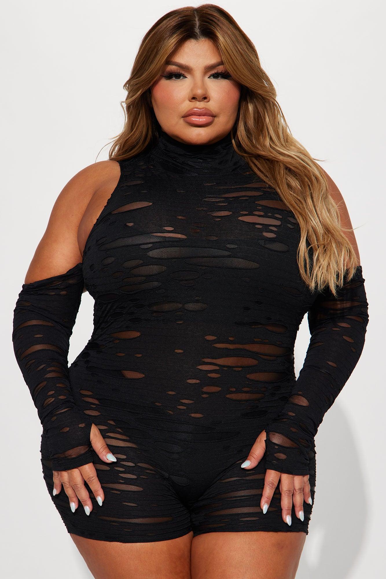 Delilah Distressed Romper - Black Product Image