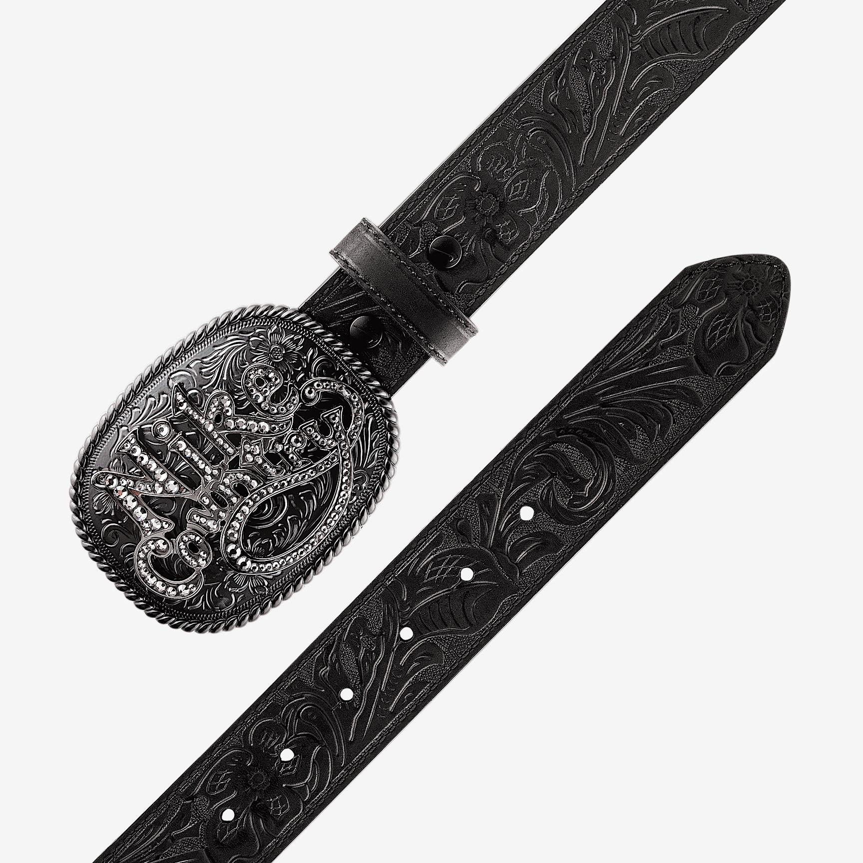 Nike Country Men's Rhinestone Plaque Buckle Embossed Leather Belt Product Image