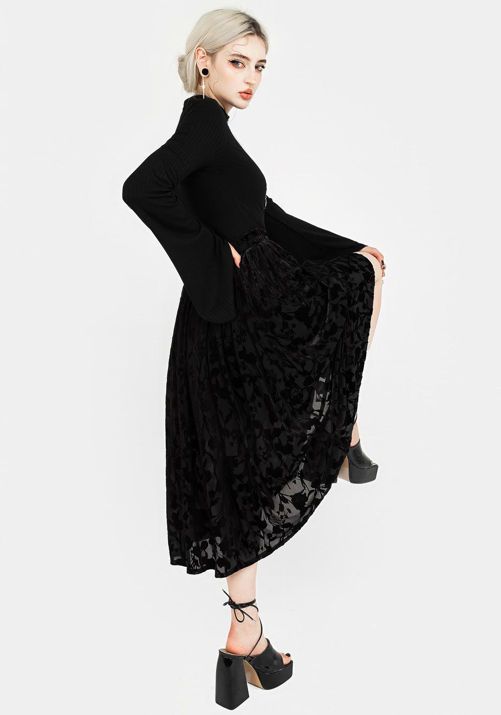 Ava Devoré Mesh Midi Skirt Product Image