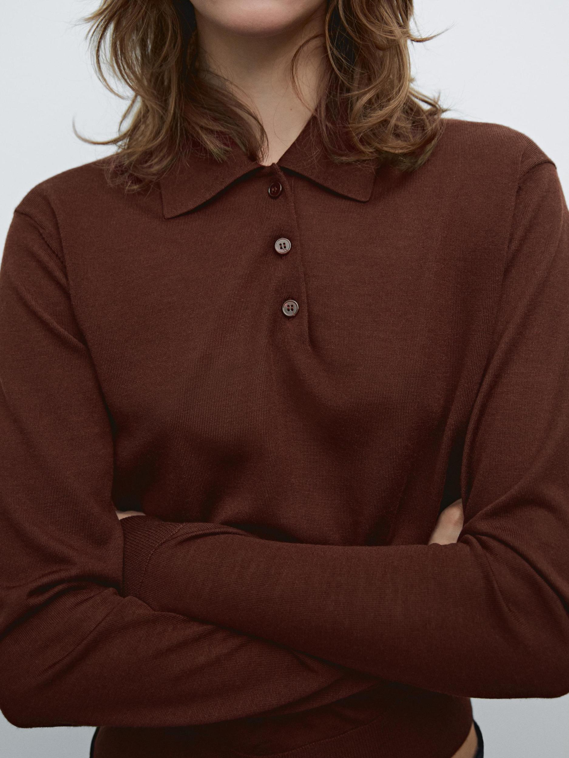 100% wool polo collar sweater with buttons Product Image