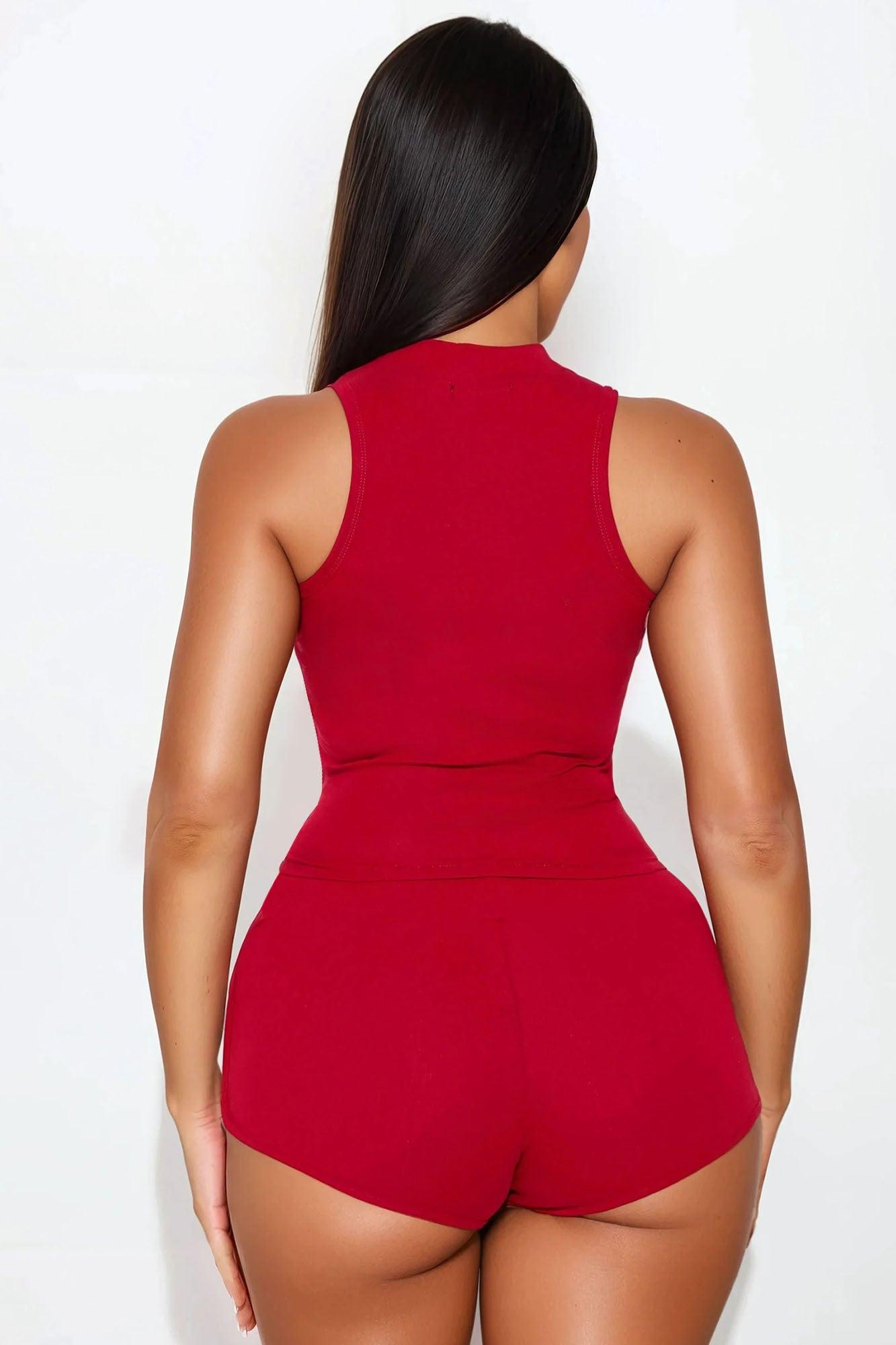 Local Hottie Mirco Short Set - Red/combo Product Image