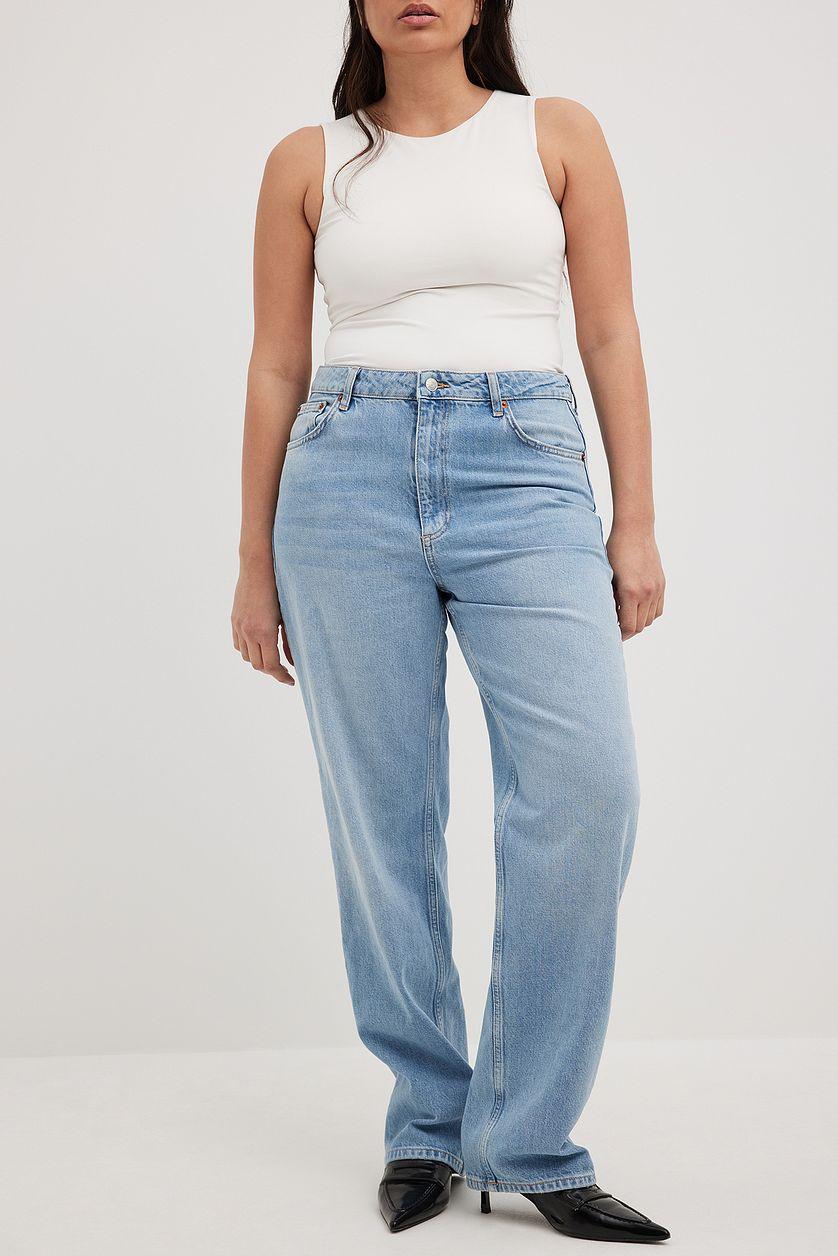 Straight High Waist Jeans Blue Product Image