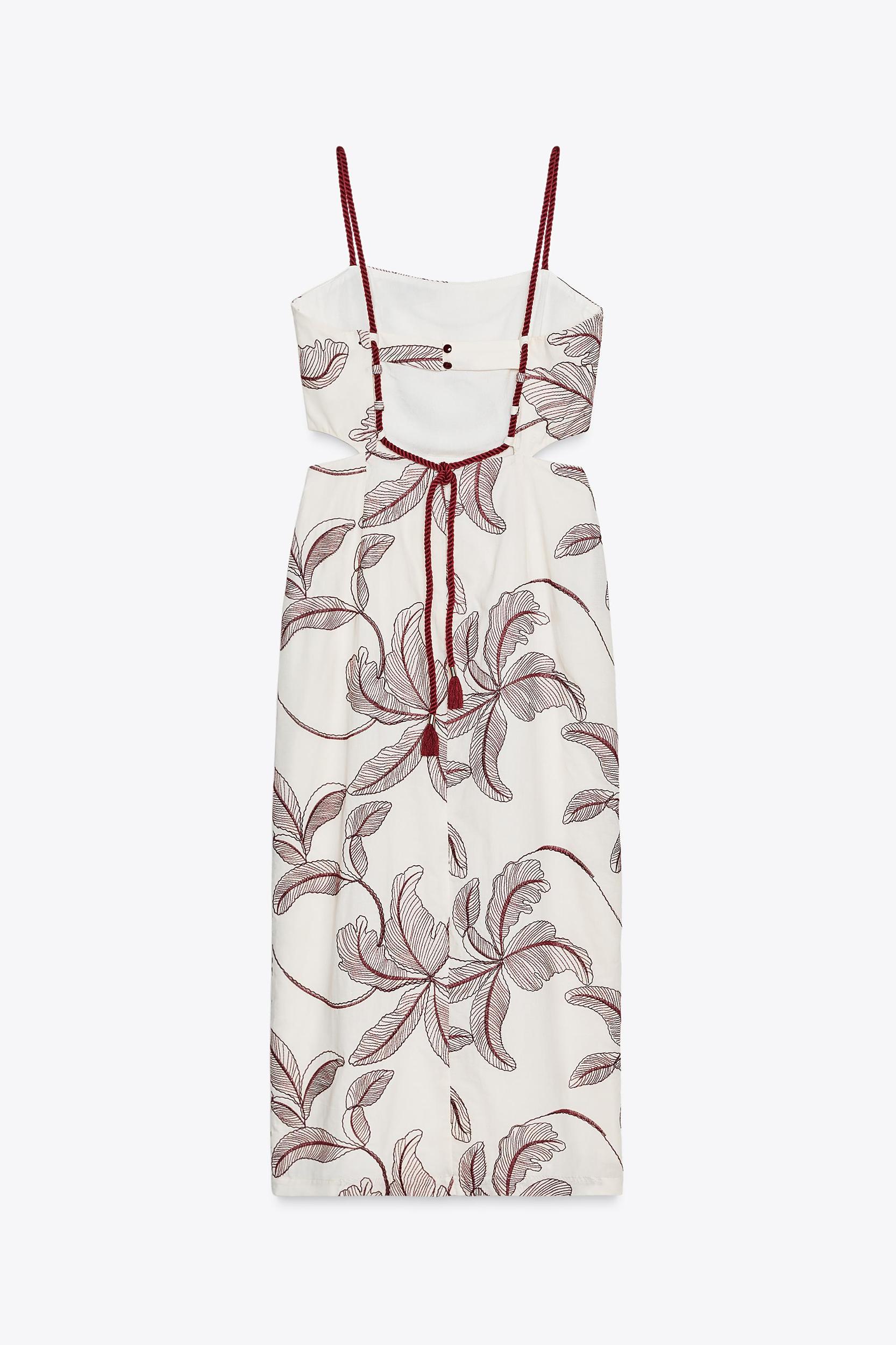 CUT OUT EMBROIDERED MIDI DRESS Product Image