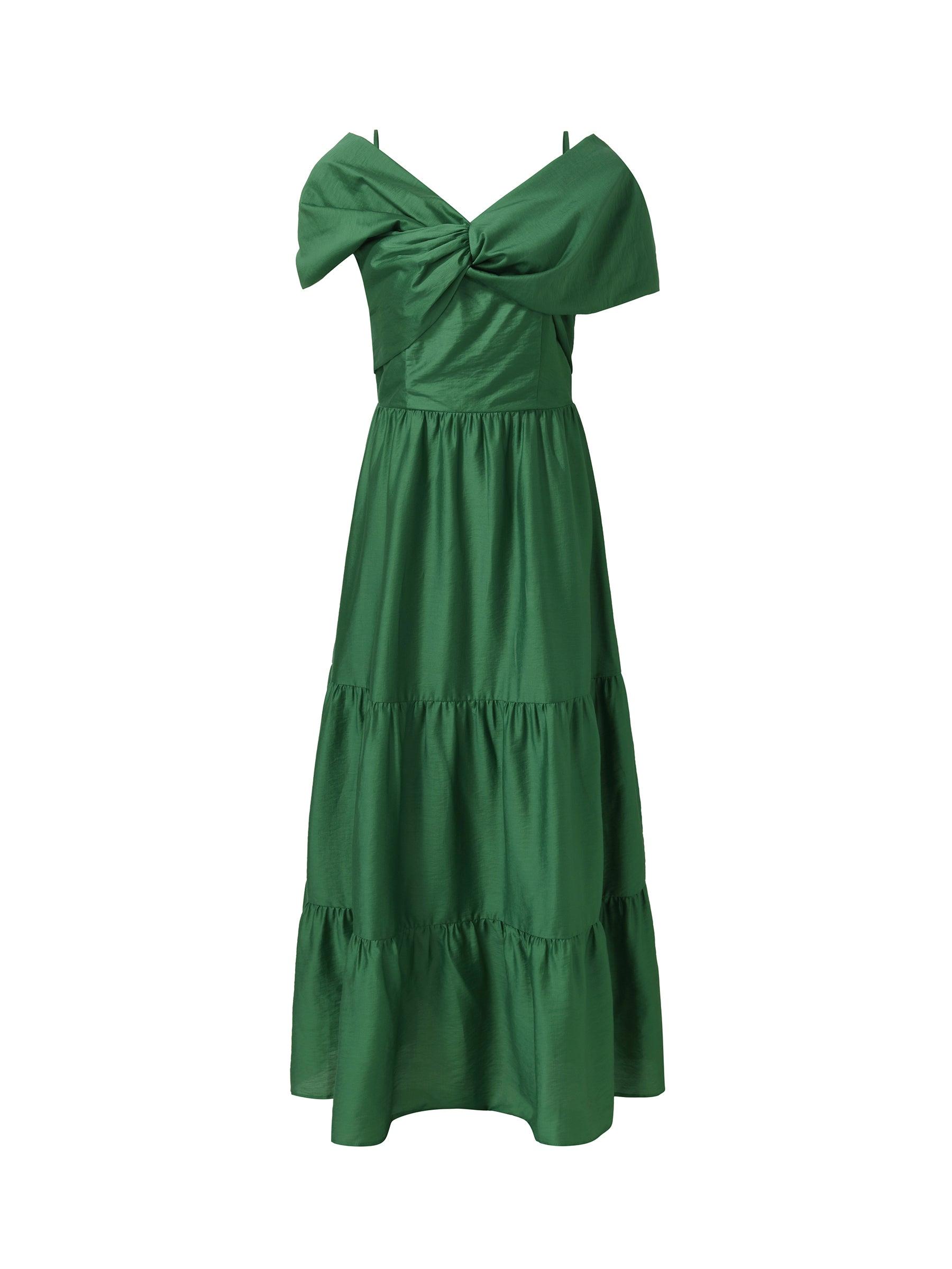 Tencel Blend Convertible Neckline Women Maxi Dress Product Image