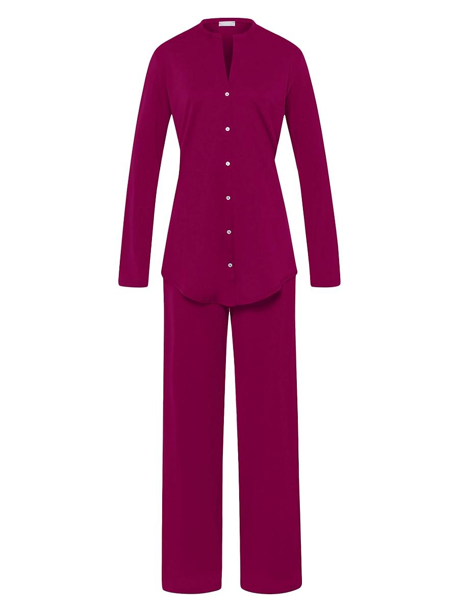 Womens 2-Piece Button-Front Long Pajama Set Product Image